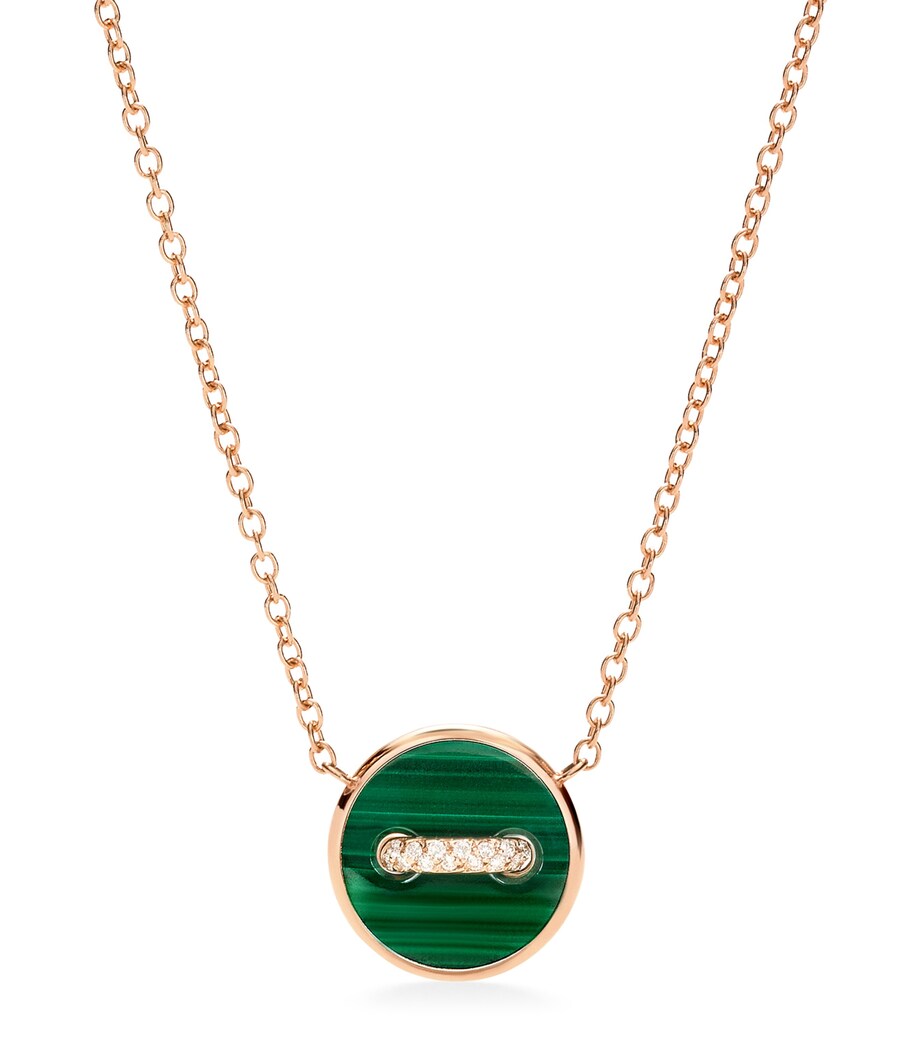 Rose Gold, Diamond, Mother-of-Pearl and Malachite Pom Pom Dot Necklace DB0MY Image 1