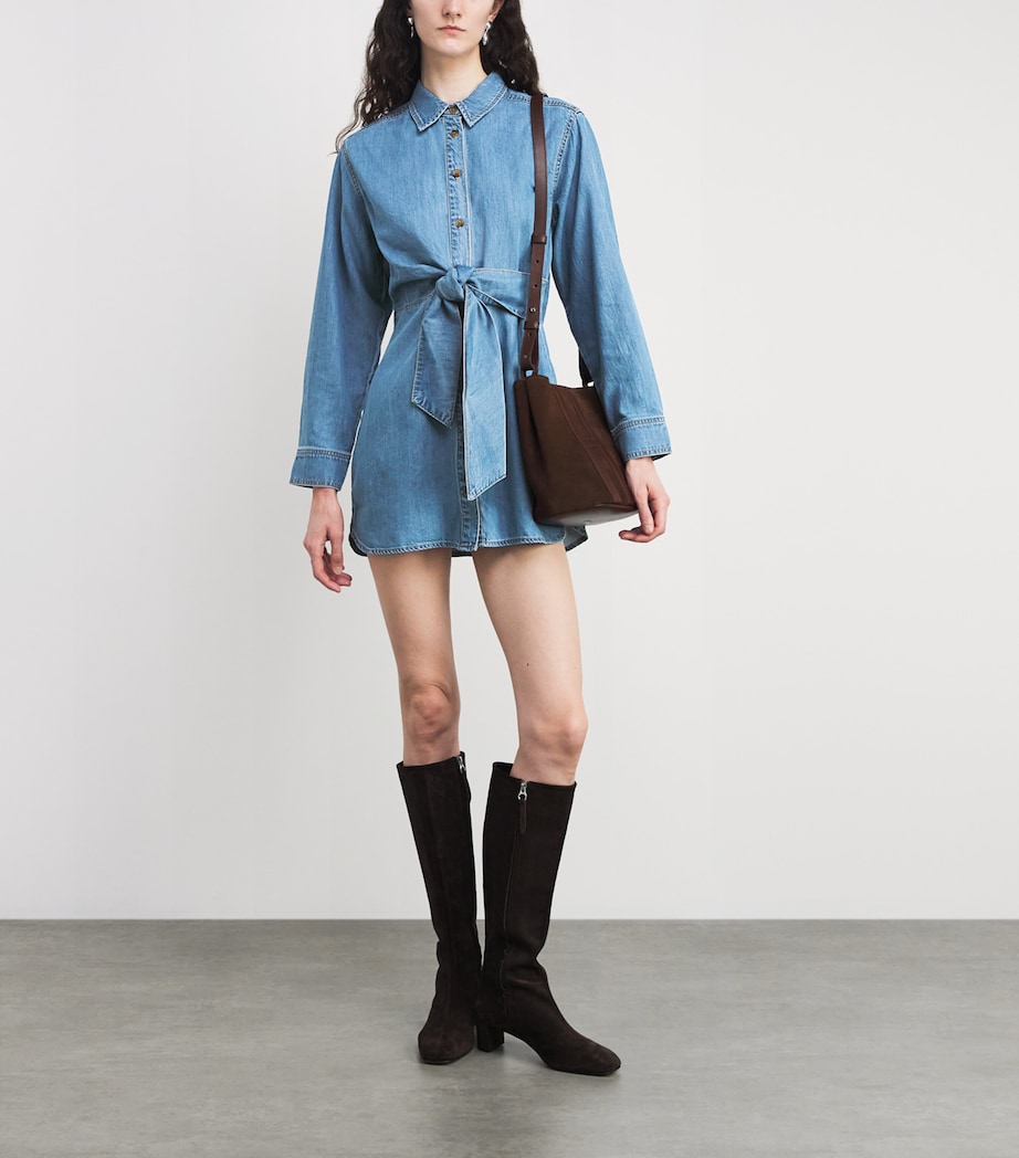 Good American Womens Denim Mini Shirt Dress Image 2