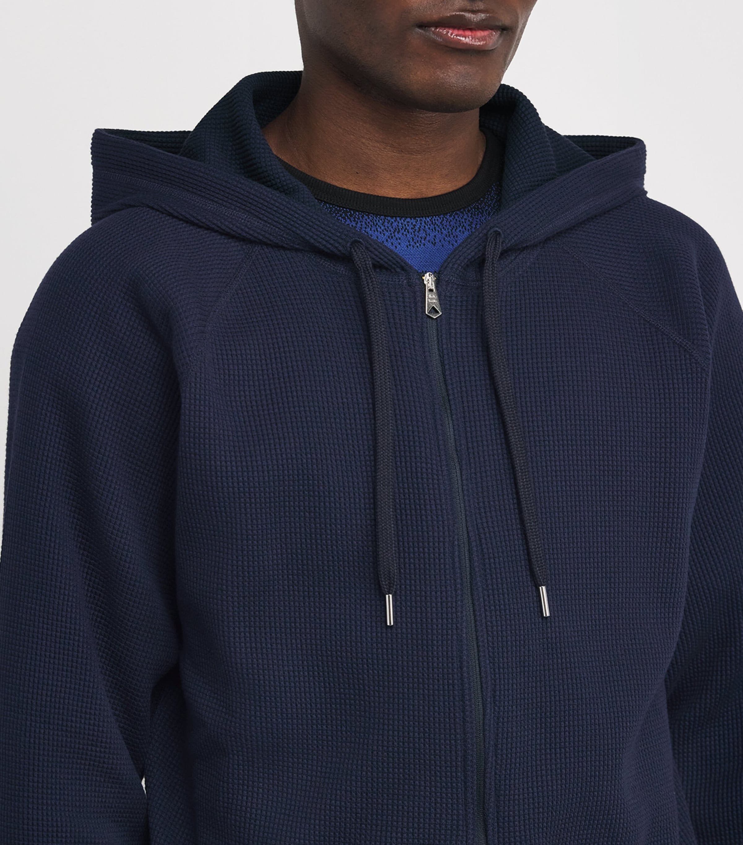 Waffle-Texture Lounge Hoodie 49 BLUE Image 6