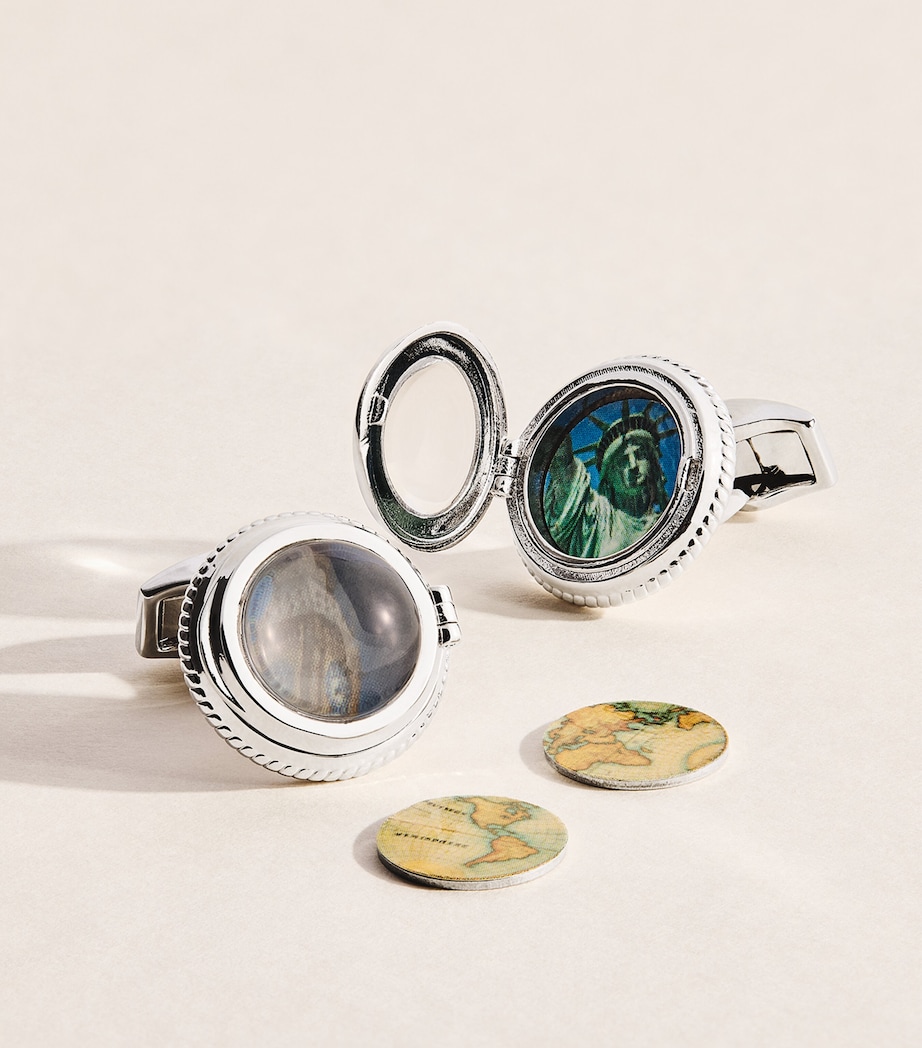Tateossian Vintage World Porthole Cufflinks Silver Colour Image 4