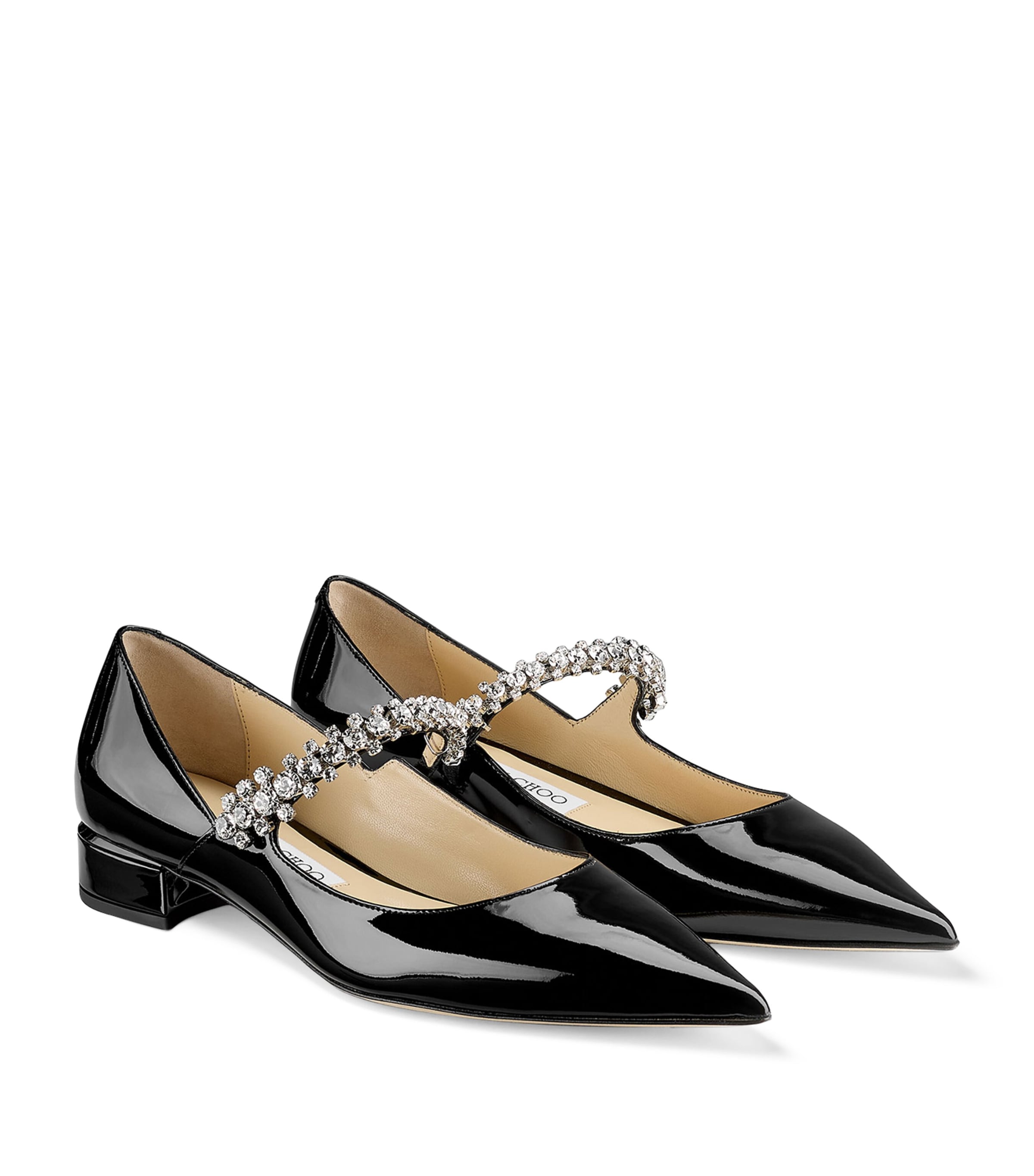 フラットシューズ Jimmy Choo Black nappa leather Bing ballerinas ELME FLAT | Black Nappa Leather Flats with Pearl