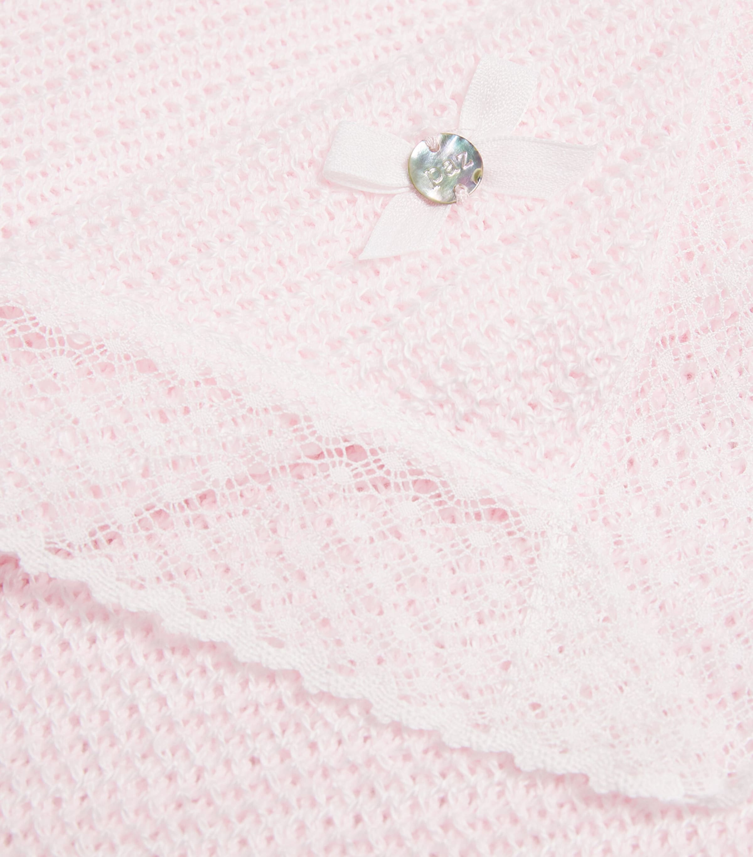 Cotton-Cashmere Lace Knitted Shawl 3701 H82 PINK/WHITE Image 2