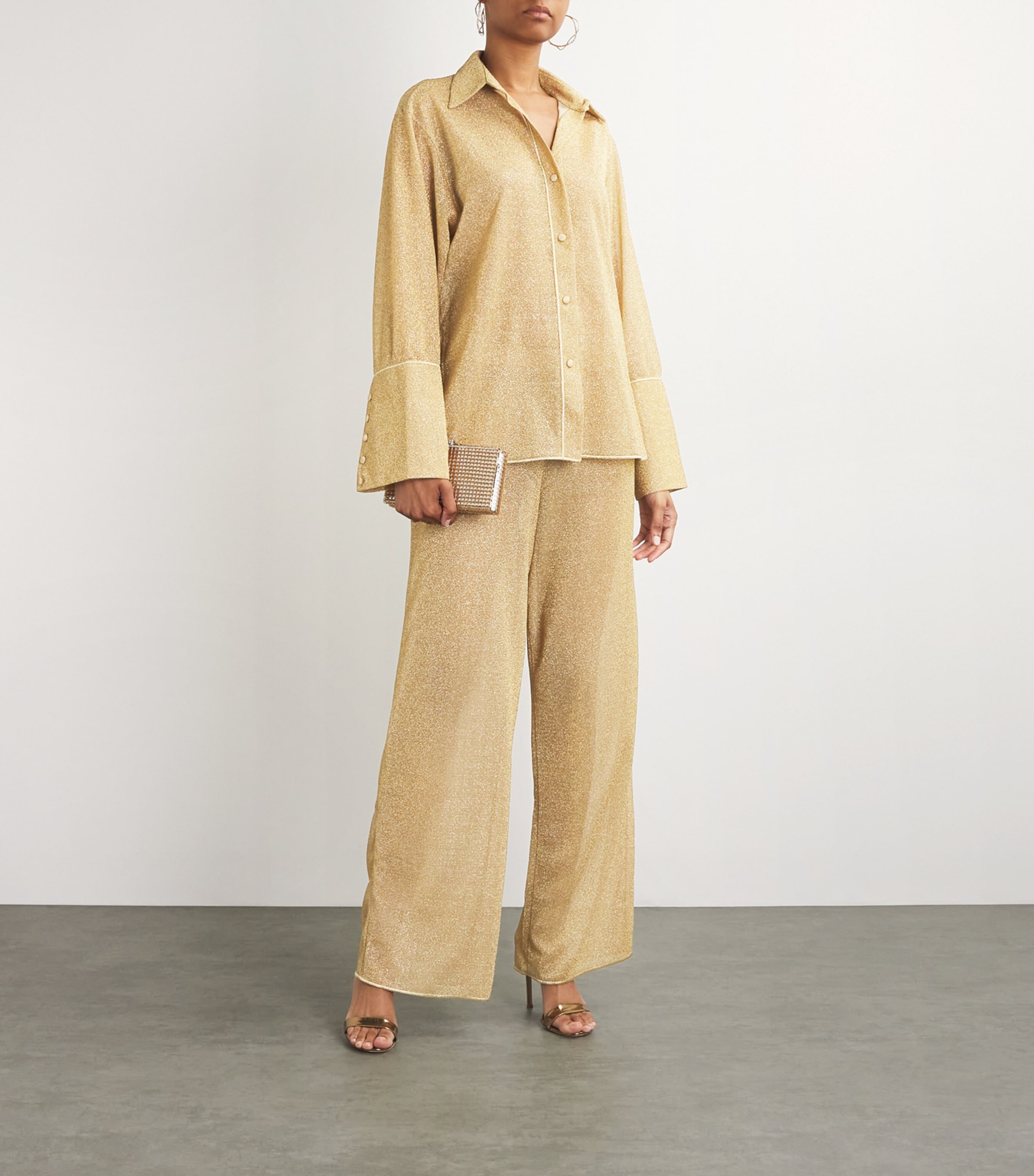 Oséree Womens Oversized Lumière Shirt Gold Image 2