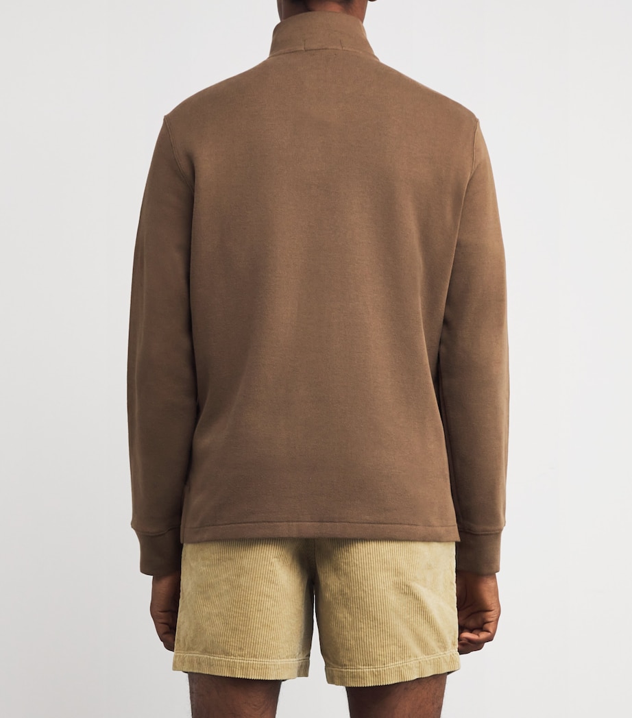 Cotton Quarter-Zip Sweater BROWN Image 4