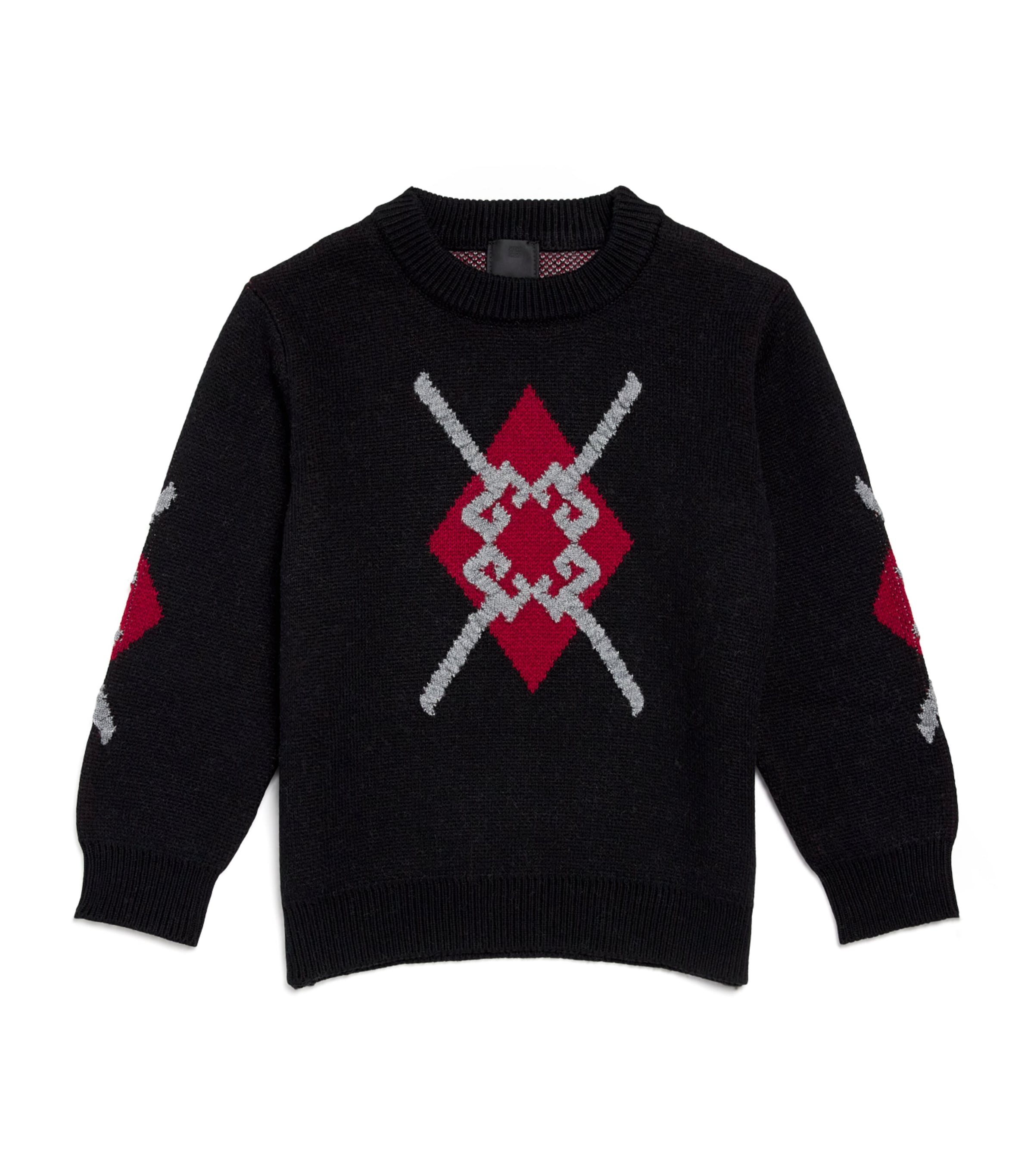 Givenchy Jacquard Diamond Sweater In Brown