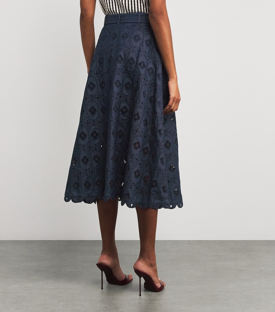 Denim Embroidered Kali Midi Skirt 859/887-INDG/BRIOLET Image 4
