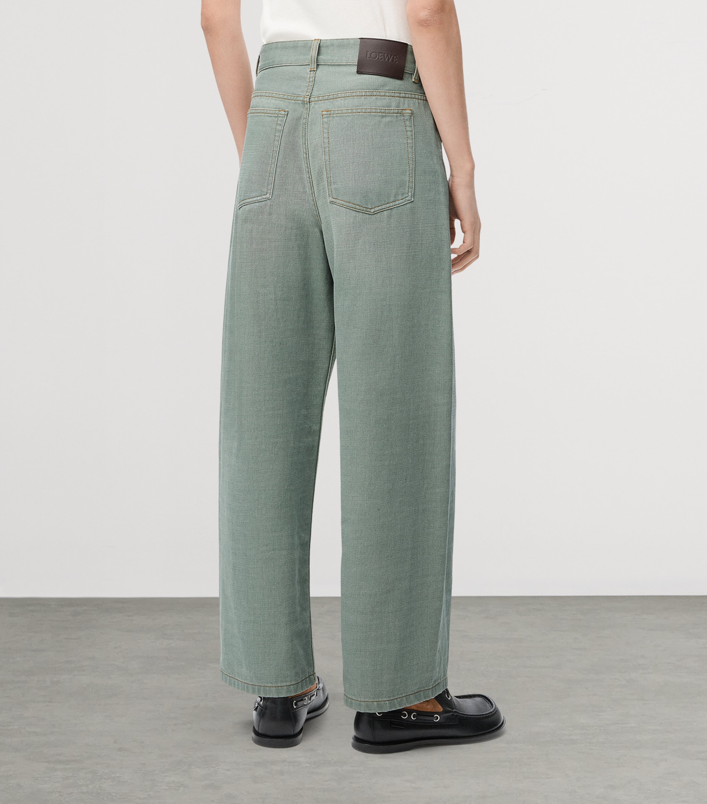 Wide-Leg Jeans KHAKI GREEN Image 4