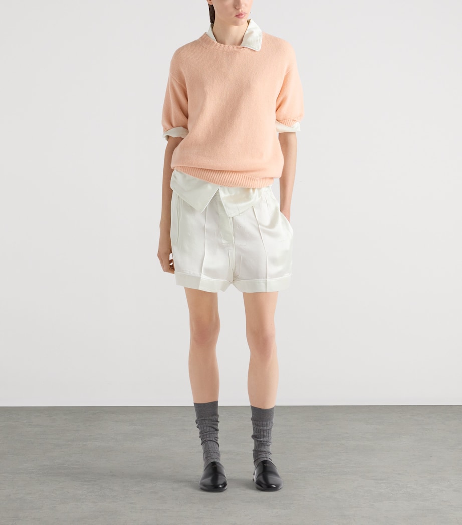 Wool-Cashmere Short-Sleeve Sweater F0075 Image 2