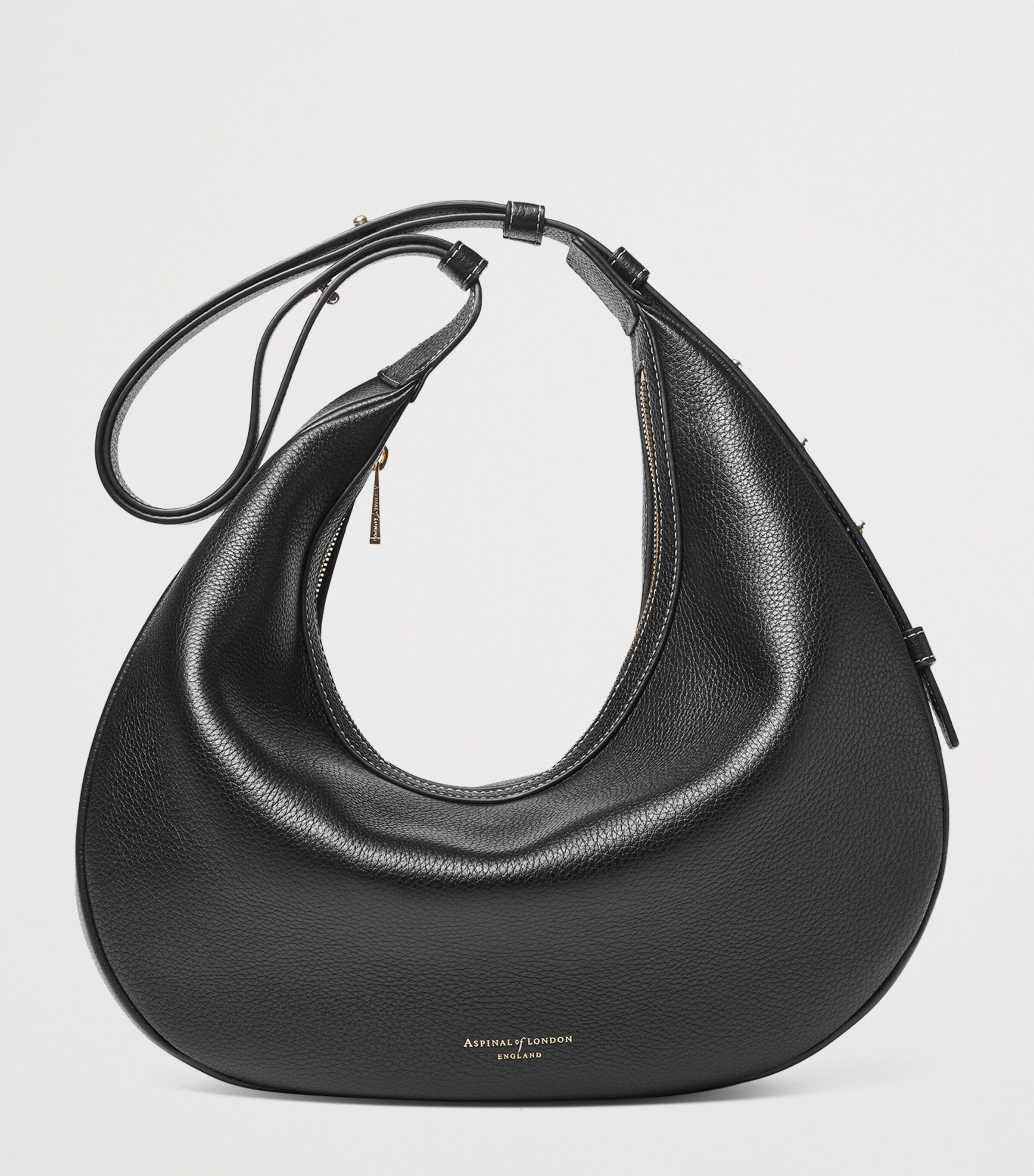 Leather Hudson Crescent Cross-Body Bag BLACK Image 2