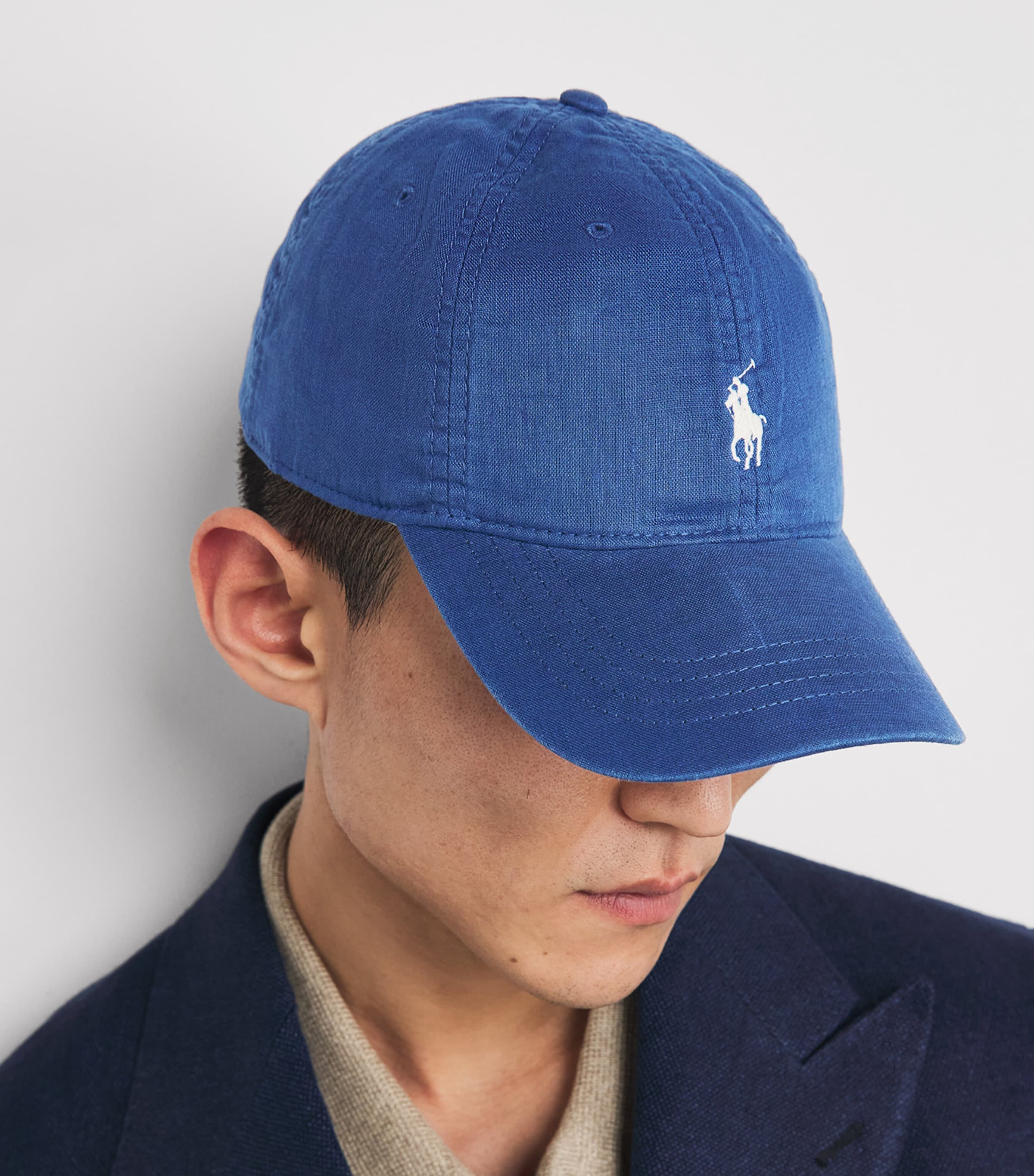 Polo Ralph Lauren Mens Linen Polo Pony Baseball Cap Dusty Azure Image 2
