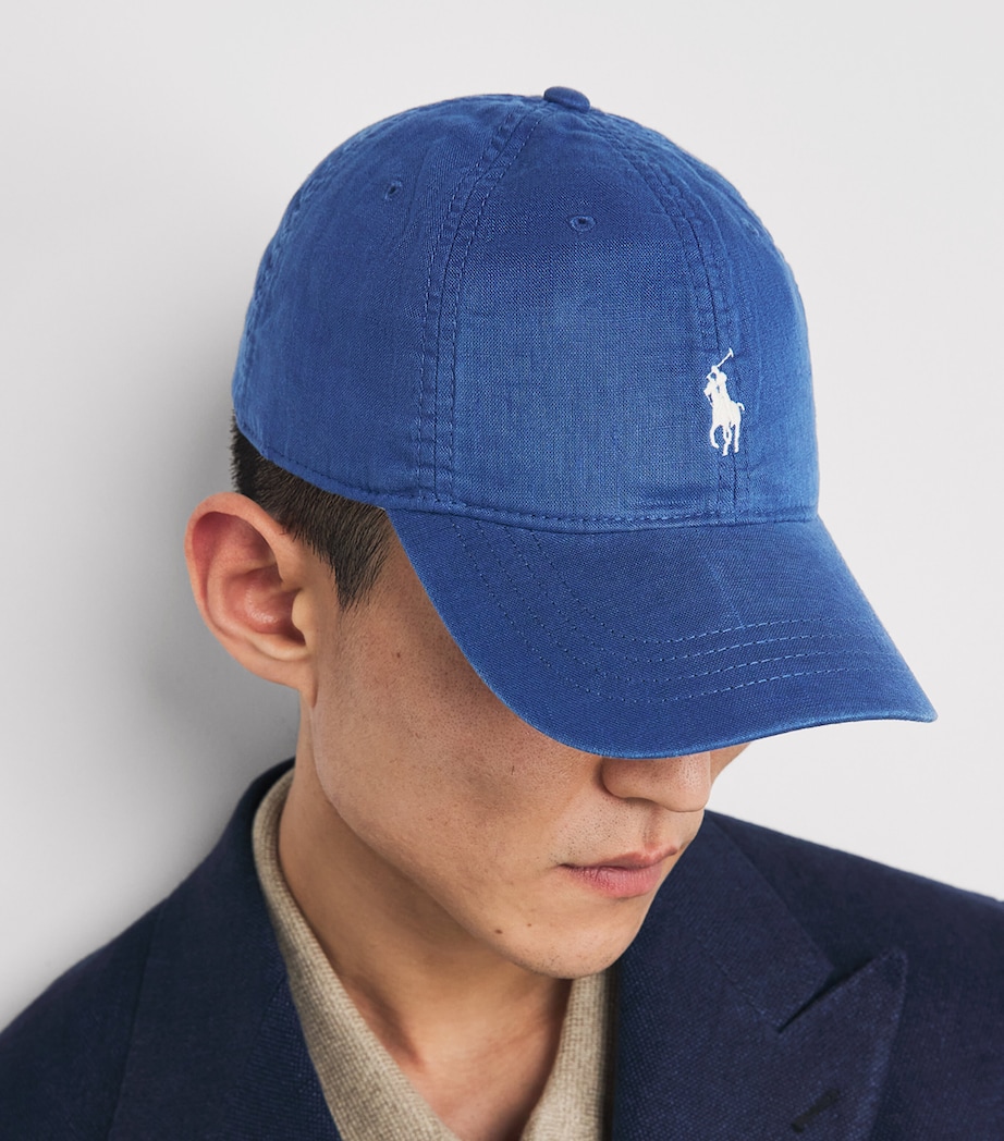Polo Ralph Lauren Mens Linen Polo Pony Baseball Cap Dusty Azure Image 2