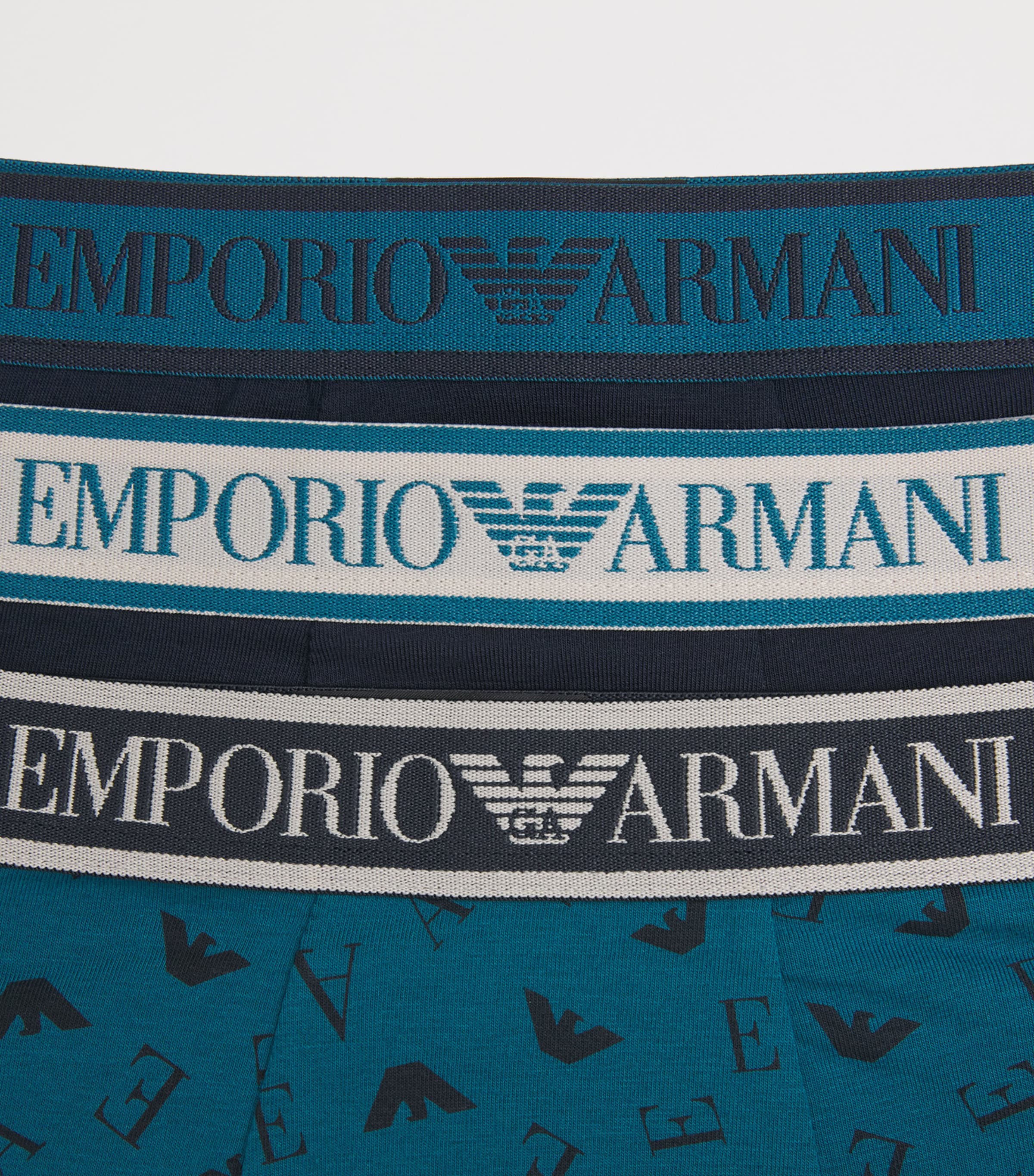 Emporio Armani Mens Stretch-Cotton Logo Boxer Briefs (Pack of 3) Blu/octan Image 5
