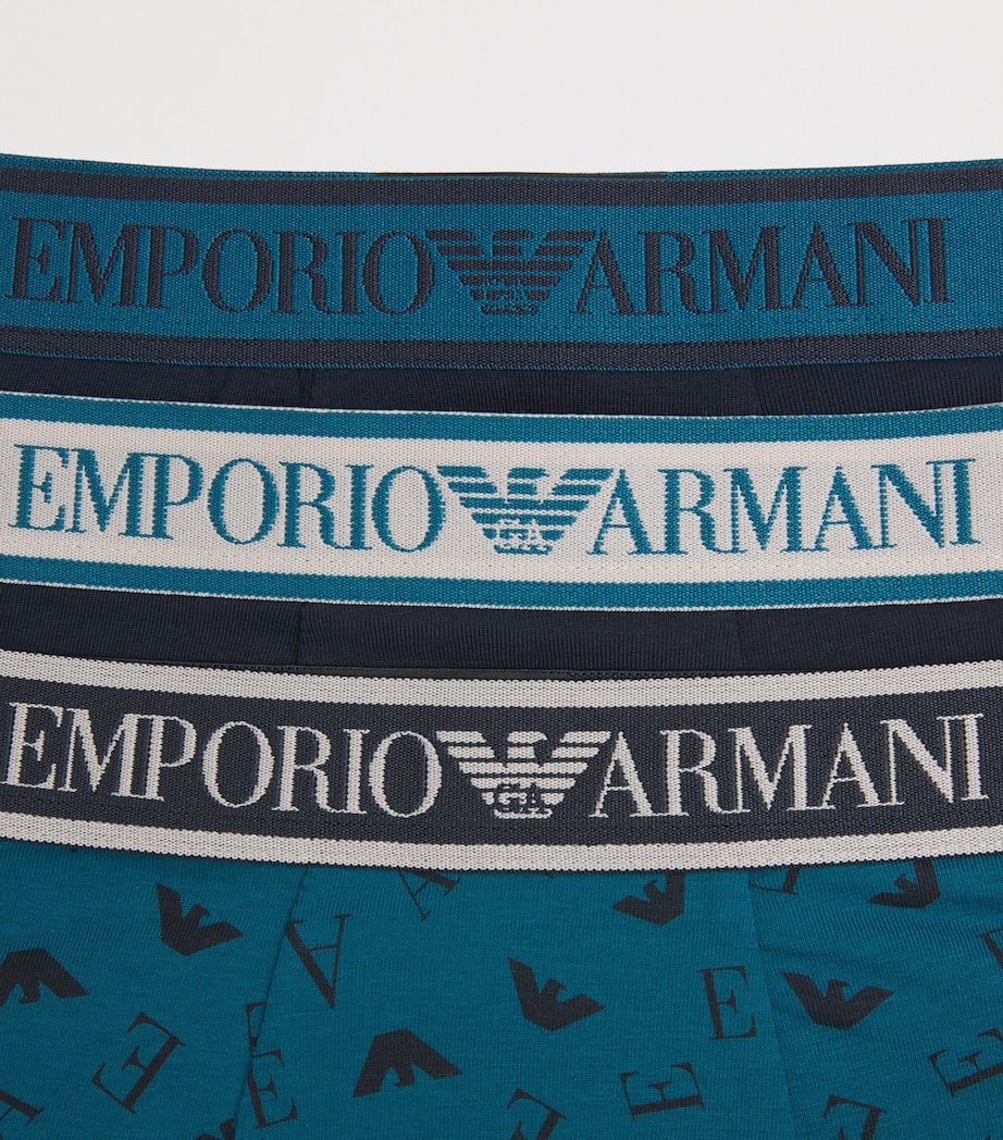 Emporio Armani Mens Stretch-Cotton Logo Boxer Briefs (Pack of 3) Blu/octan Image 5