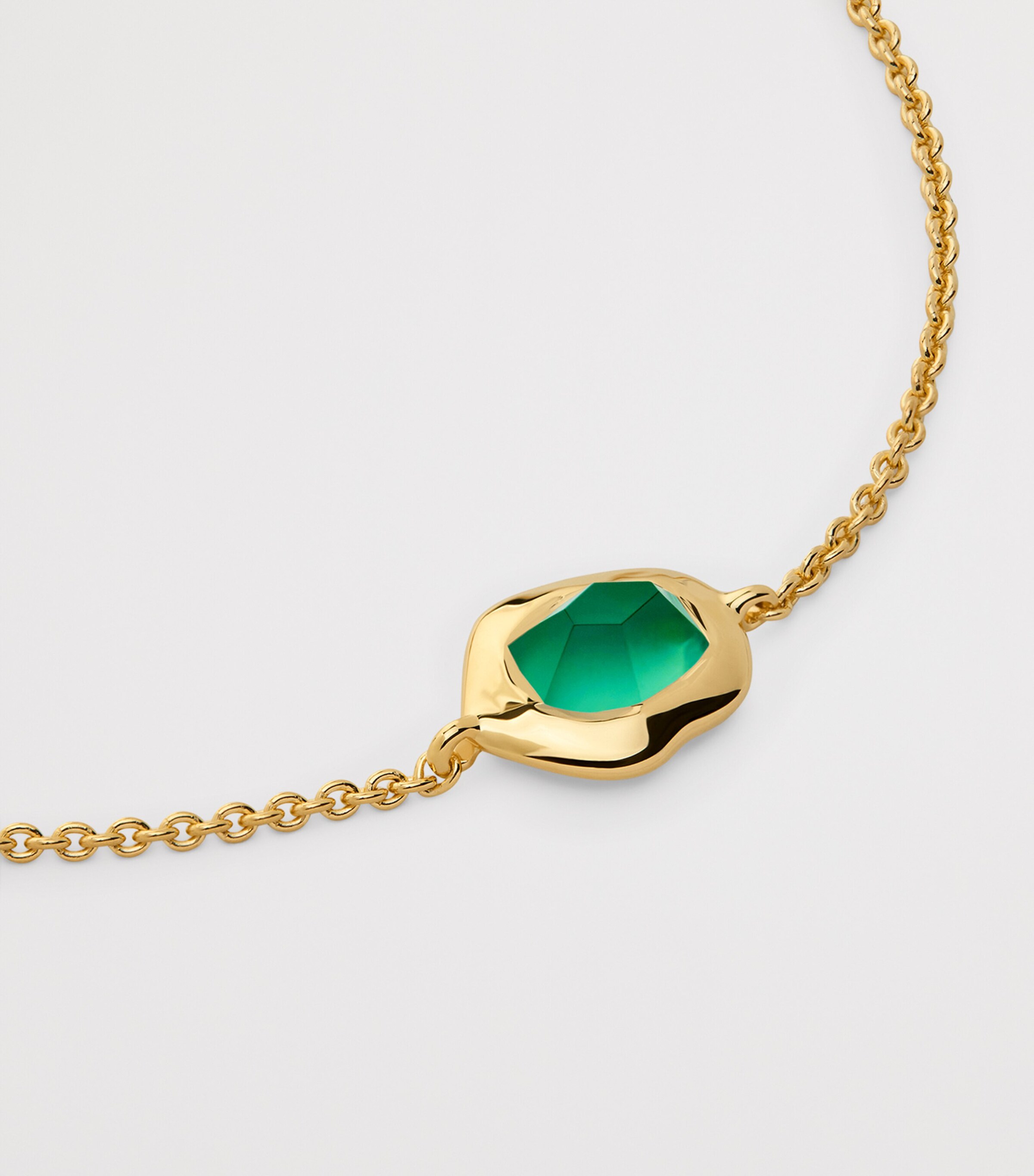 Monica Vinader Gold Vermeil and Green Onyx Odyssey Gemstone Chain Bracelet Gold Vermeil Image 2