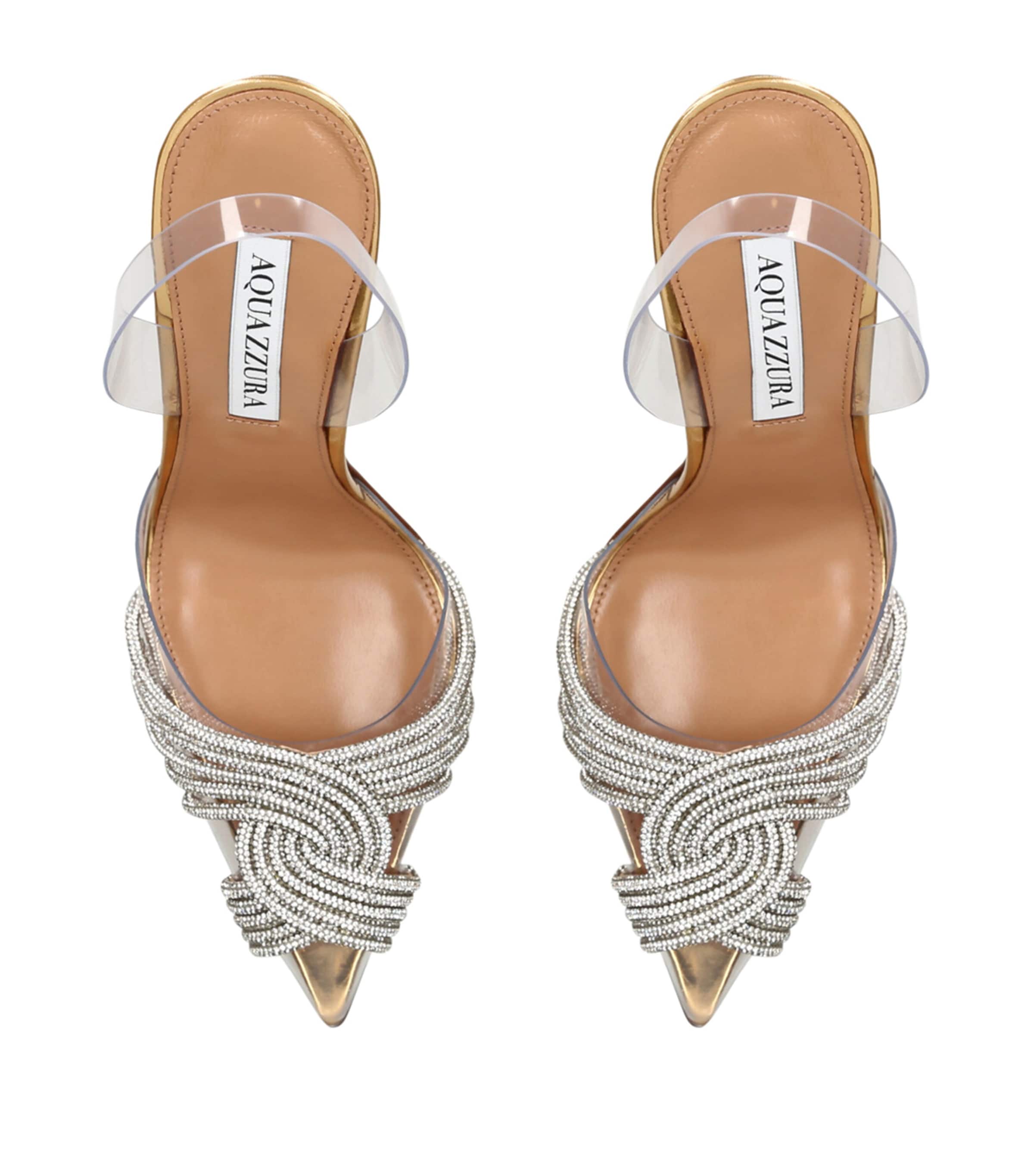 Aquazzura Plexi Gatsby Slingback Heels 105 Gold Image 3