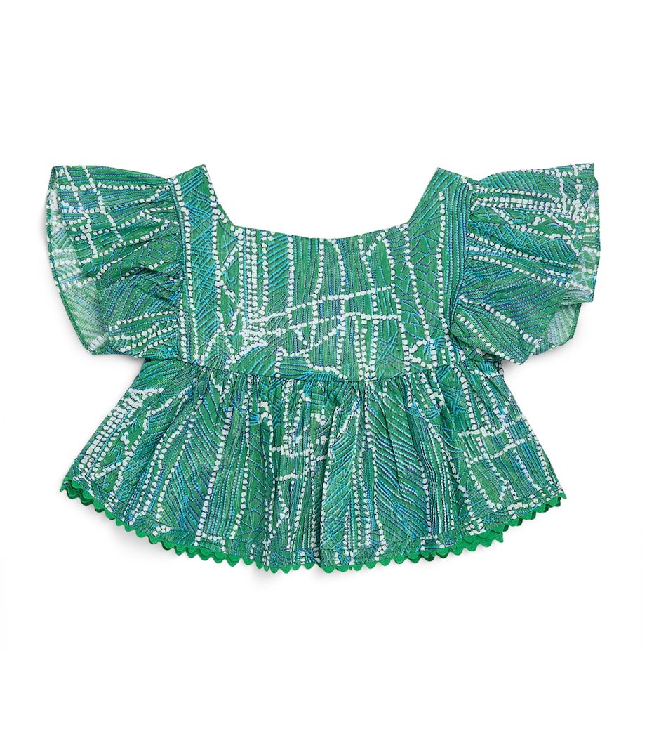 Poupette St Barth Kids Cycas Top (4-12 Years) Green Akoya Image 1