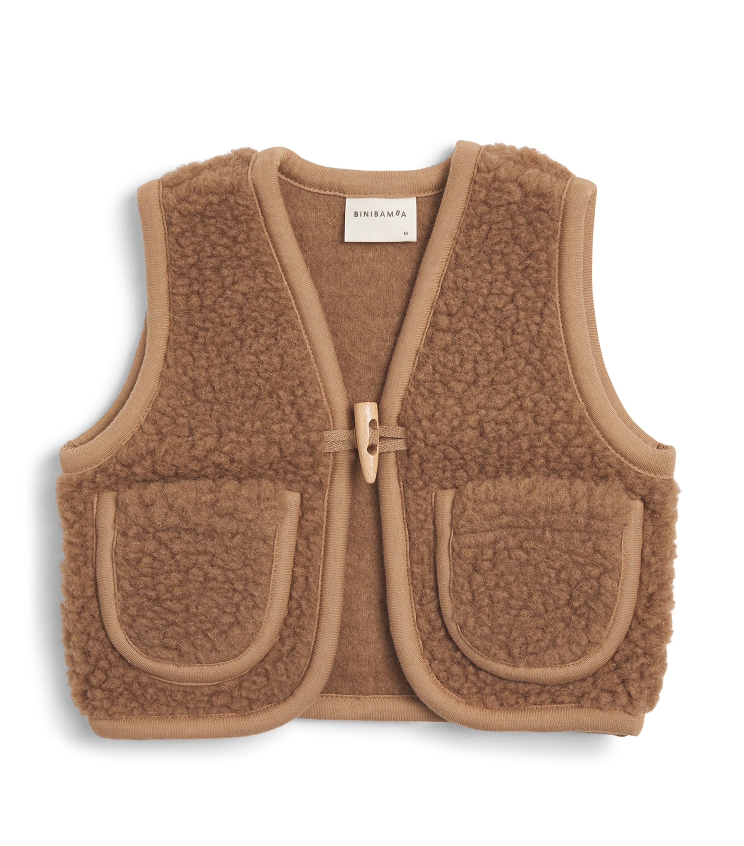 Binibamba Kids' Merino Wool Gilet In Brown