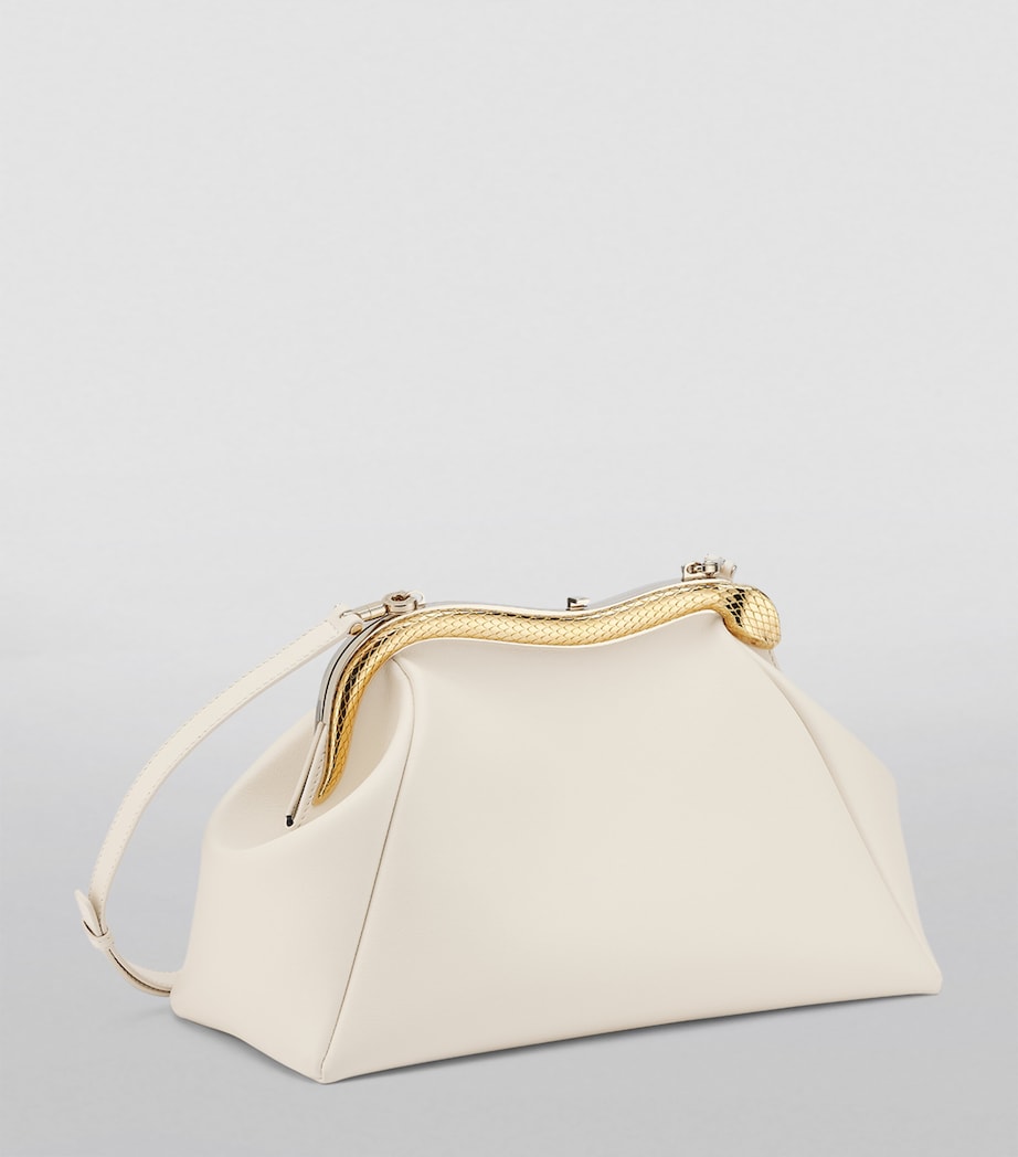 Bvlgari Medium Leather Serpentine Clutch Bag White Image 8