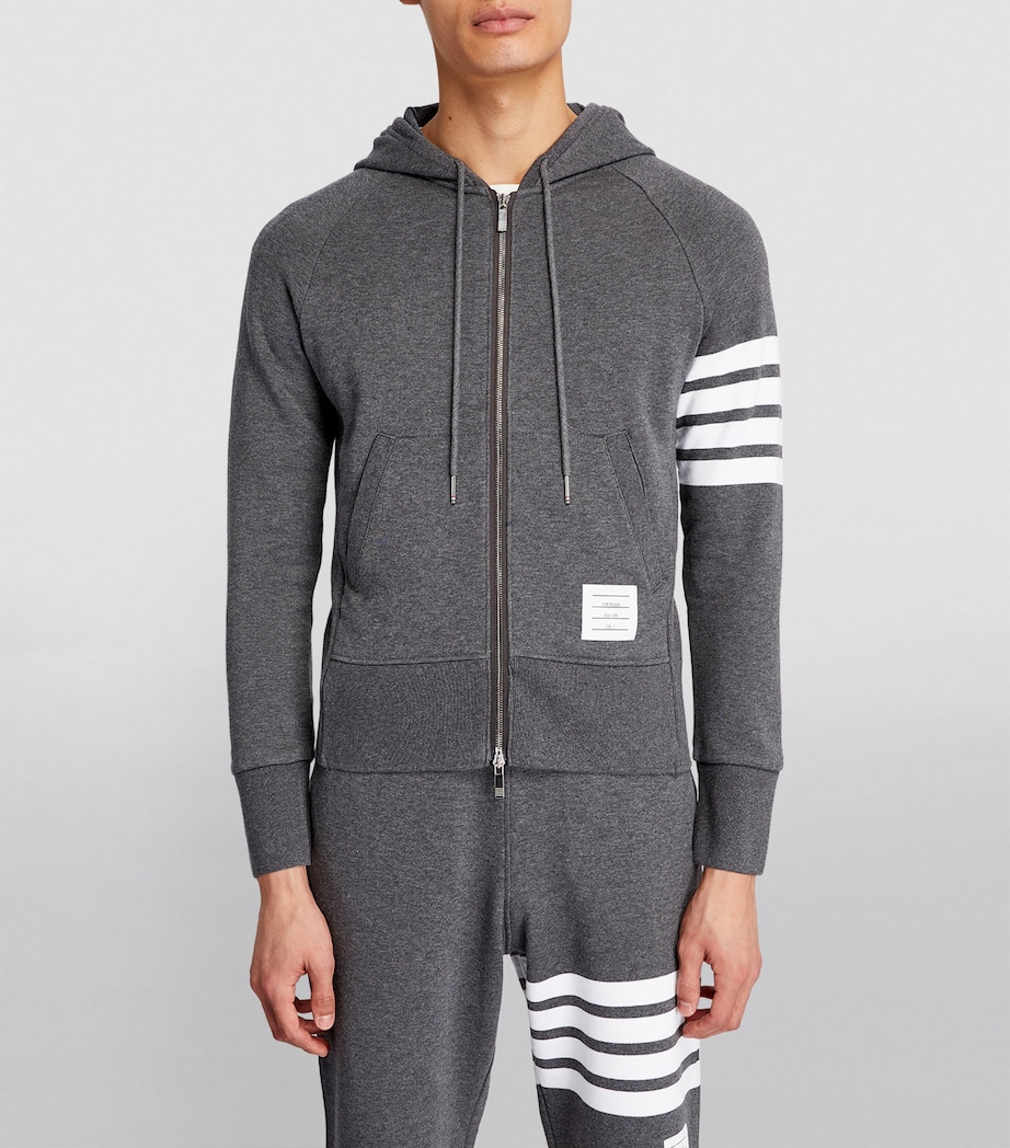 Four-Stripe Zip-Up Hoodie DARK GREY Image 3