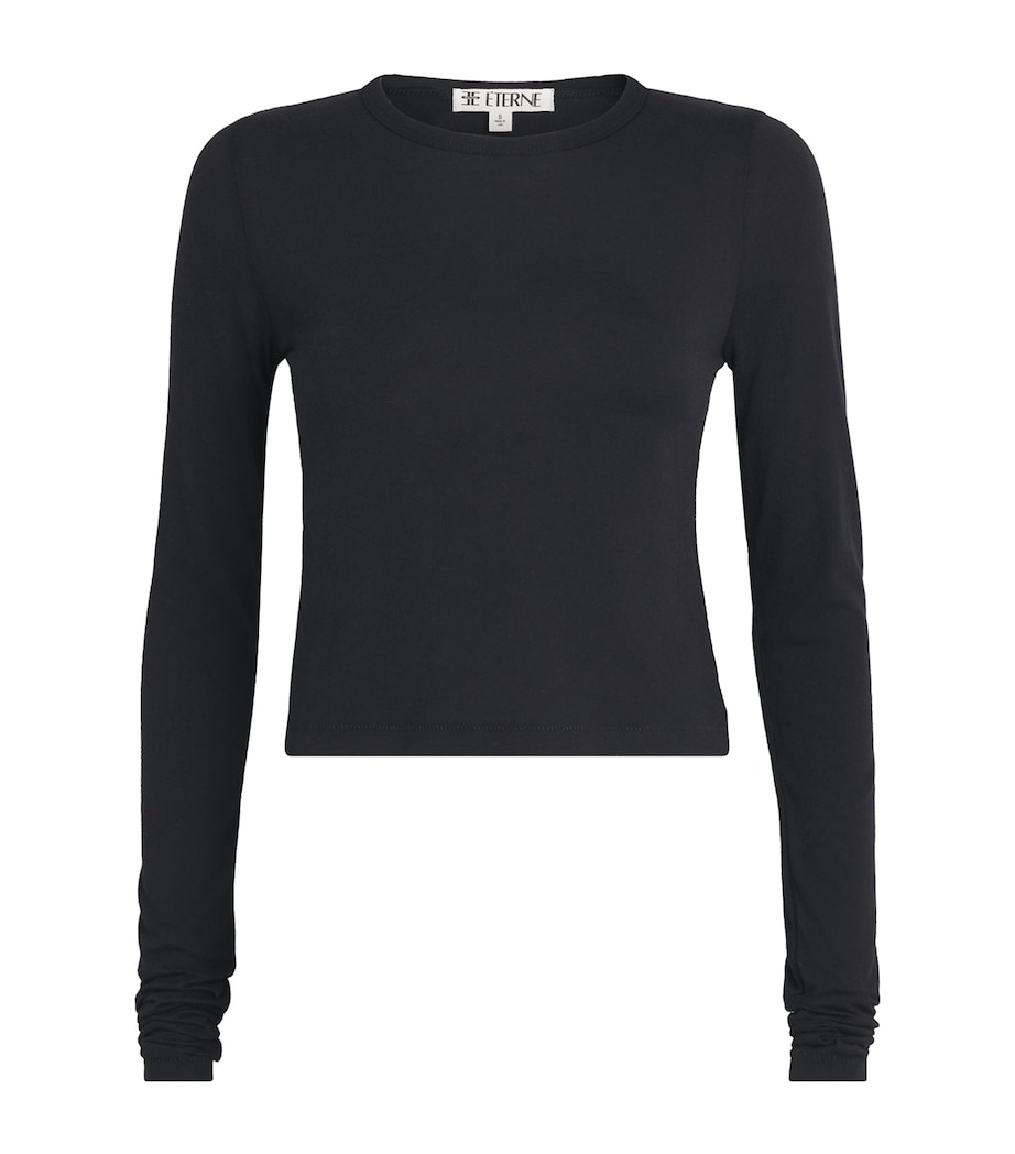 ÉTERNE Womens Cotton-Modal Baby Tee Black Image 1