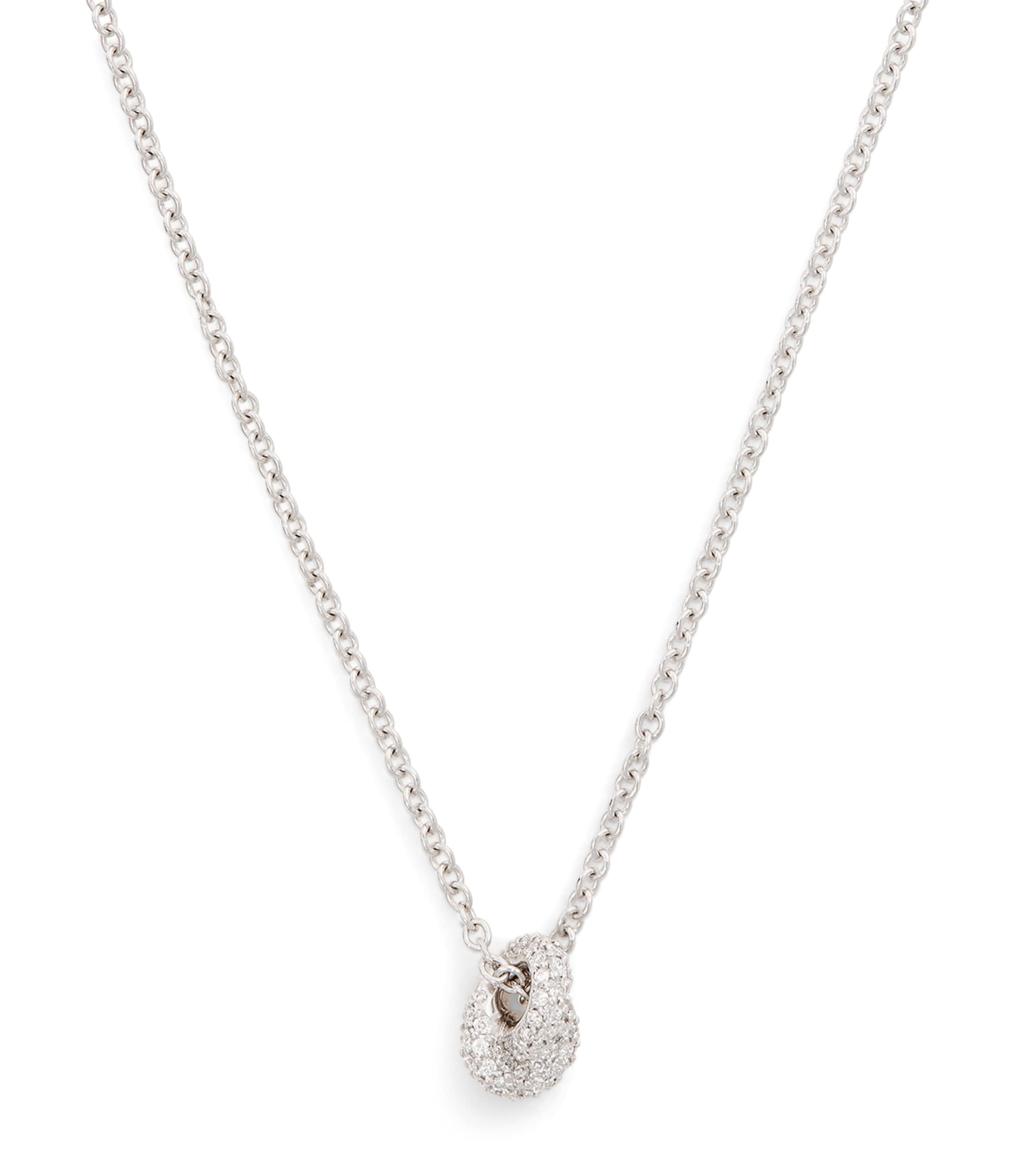 Engelbert White Gold And Pavé Diamond Legacy Knot Necklace In White