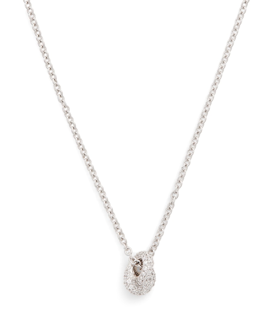 White Gold and Pavé Diamond Legacy Knot Necklace WHITE GOLD Image 1