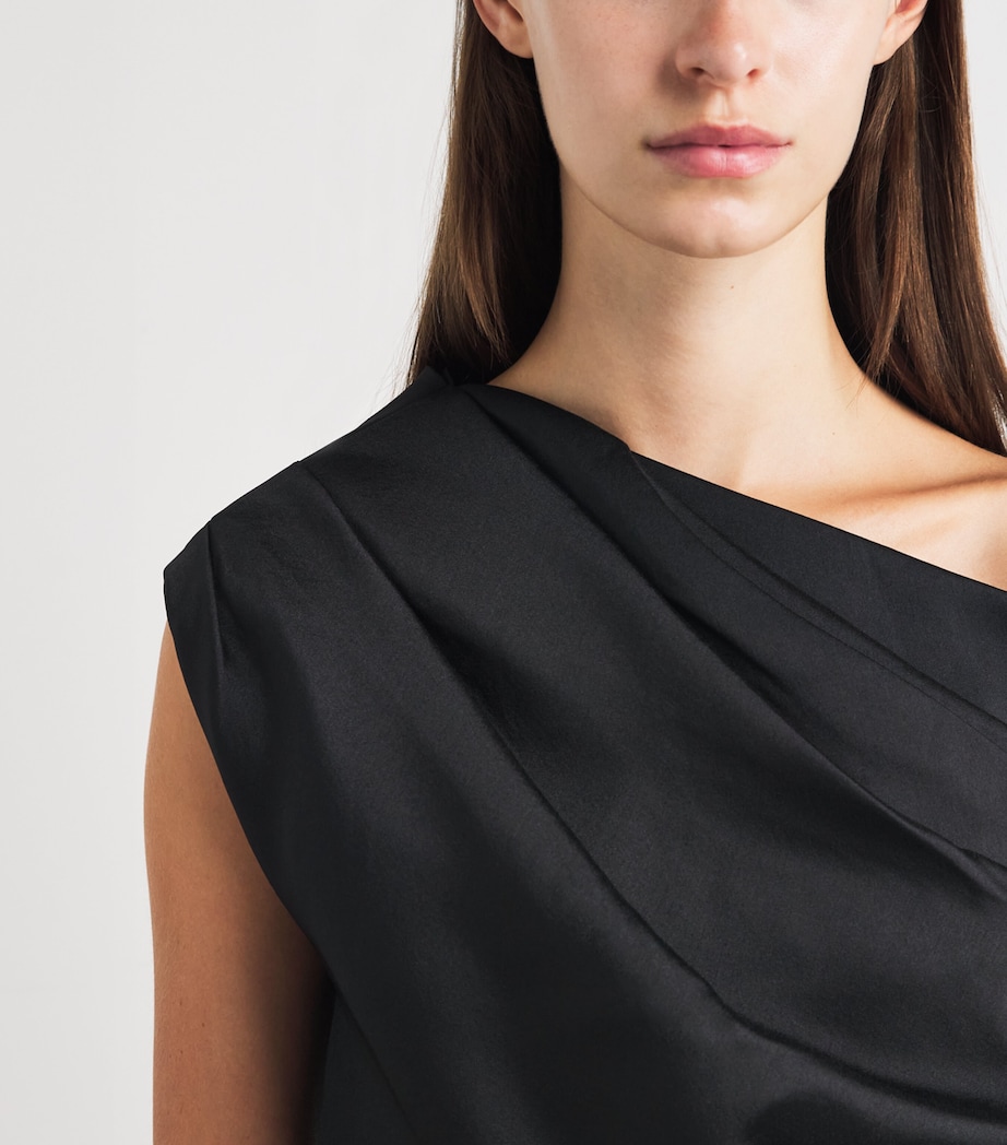 Self-Portrait Womens Taffeta Off-The-Shoulder Blouse Black Image 3