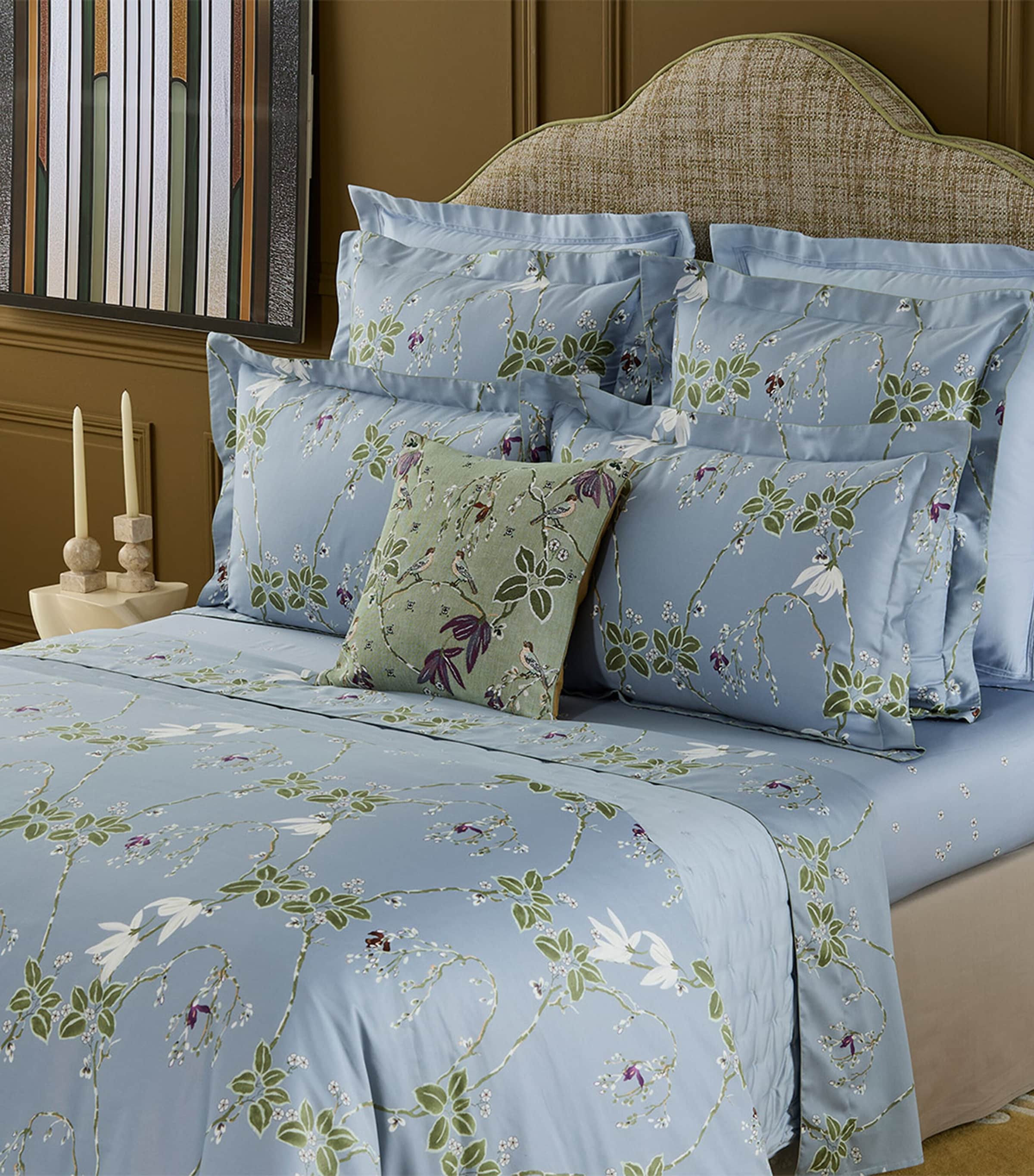 Yves Delorme Organic Cotton Rameau Double Duvet Cover (200cm x 200cm) Blue Image 3