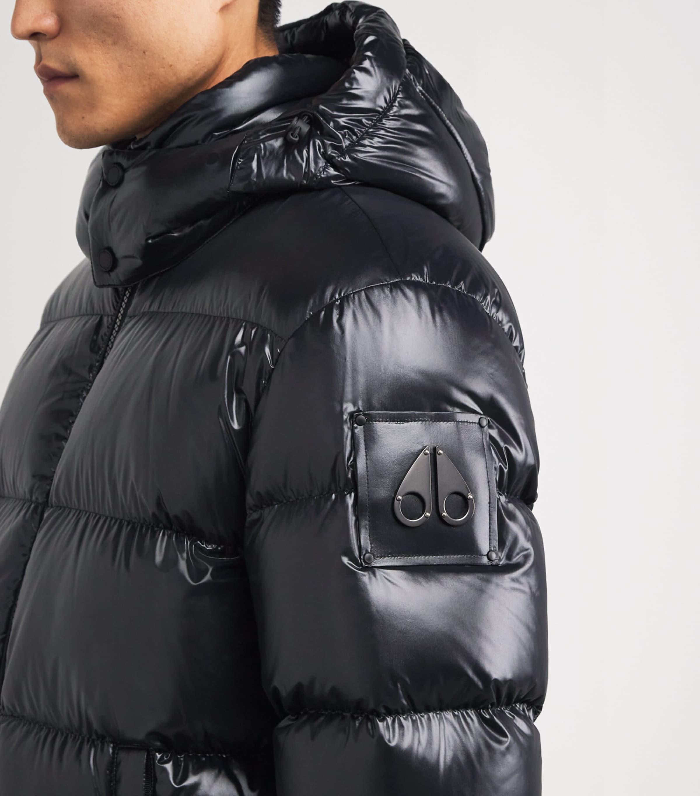 Down Shiny Puffer Jacket BLK W/BLK SH - 305 Image 6
