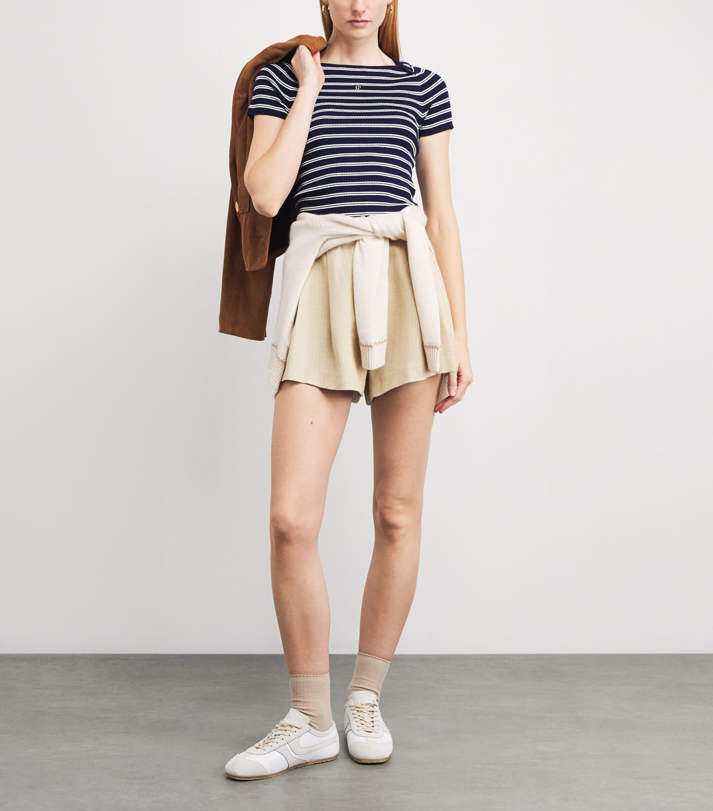Claudie Pierlot Womens Stripe Rib-Knit Top Dual Color Image 2