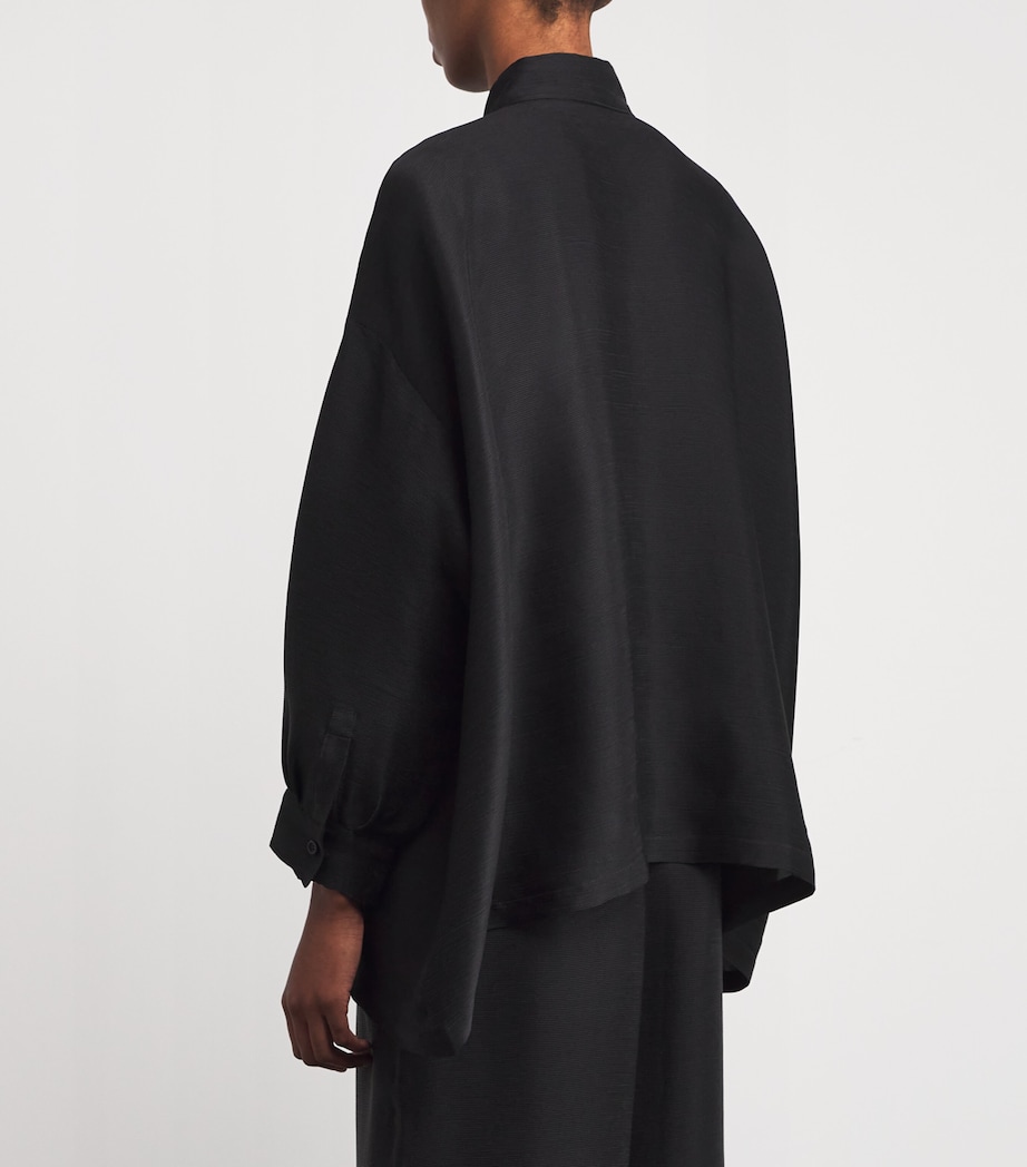 Silk Plissé A-Line Shirt BLACK Image 4