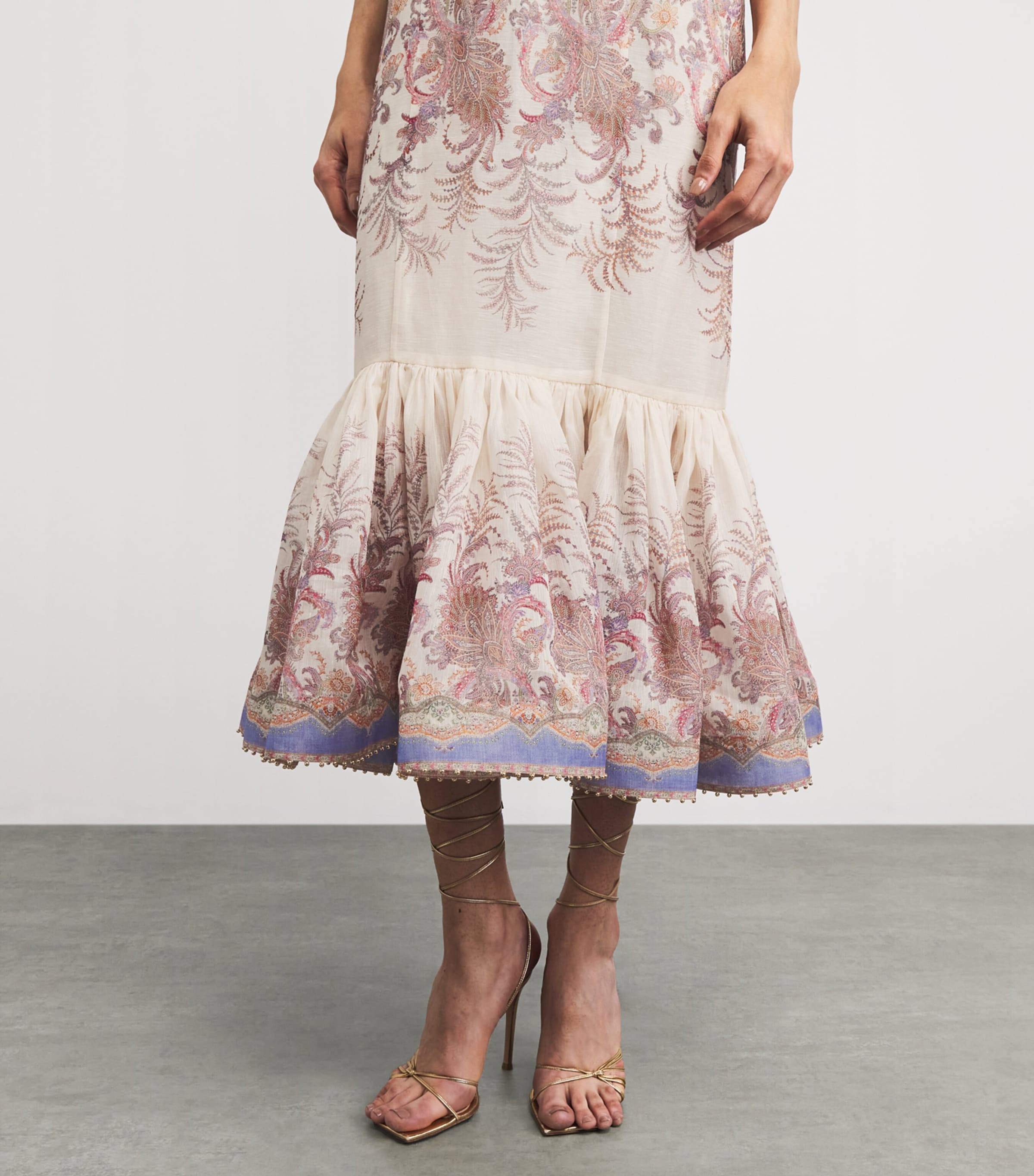 Zimmermann Womens Linen-Silk Alchemy Gown Cream Paisley Image 5