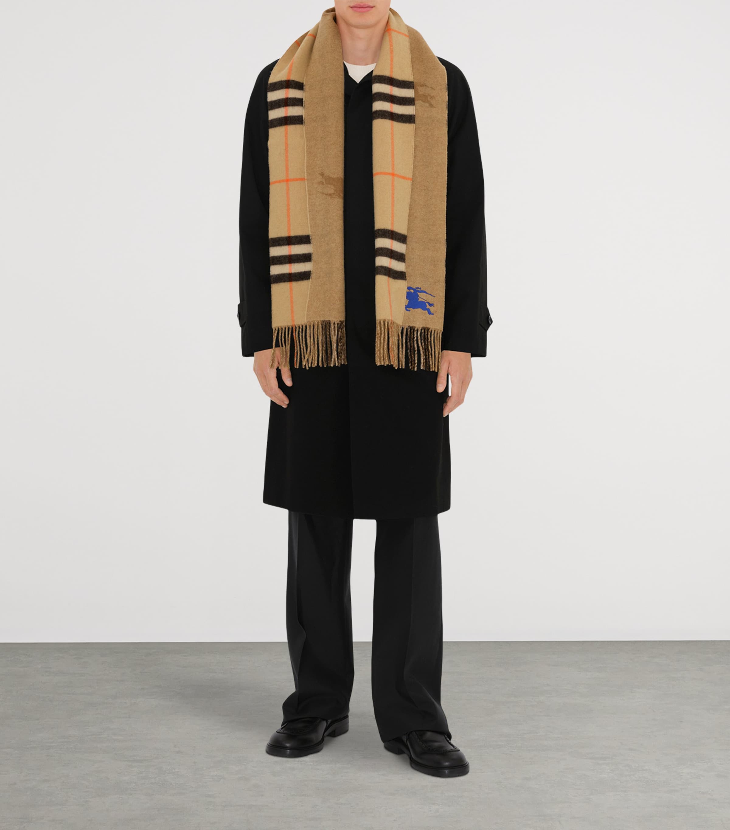 Cashmere Reversible Check EKD Scarf SAND Image 4