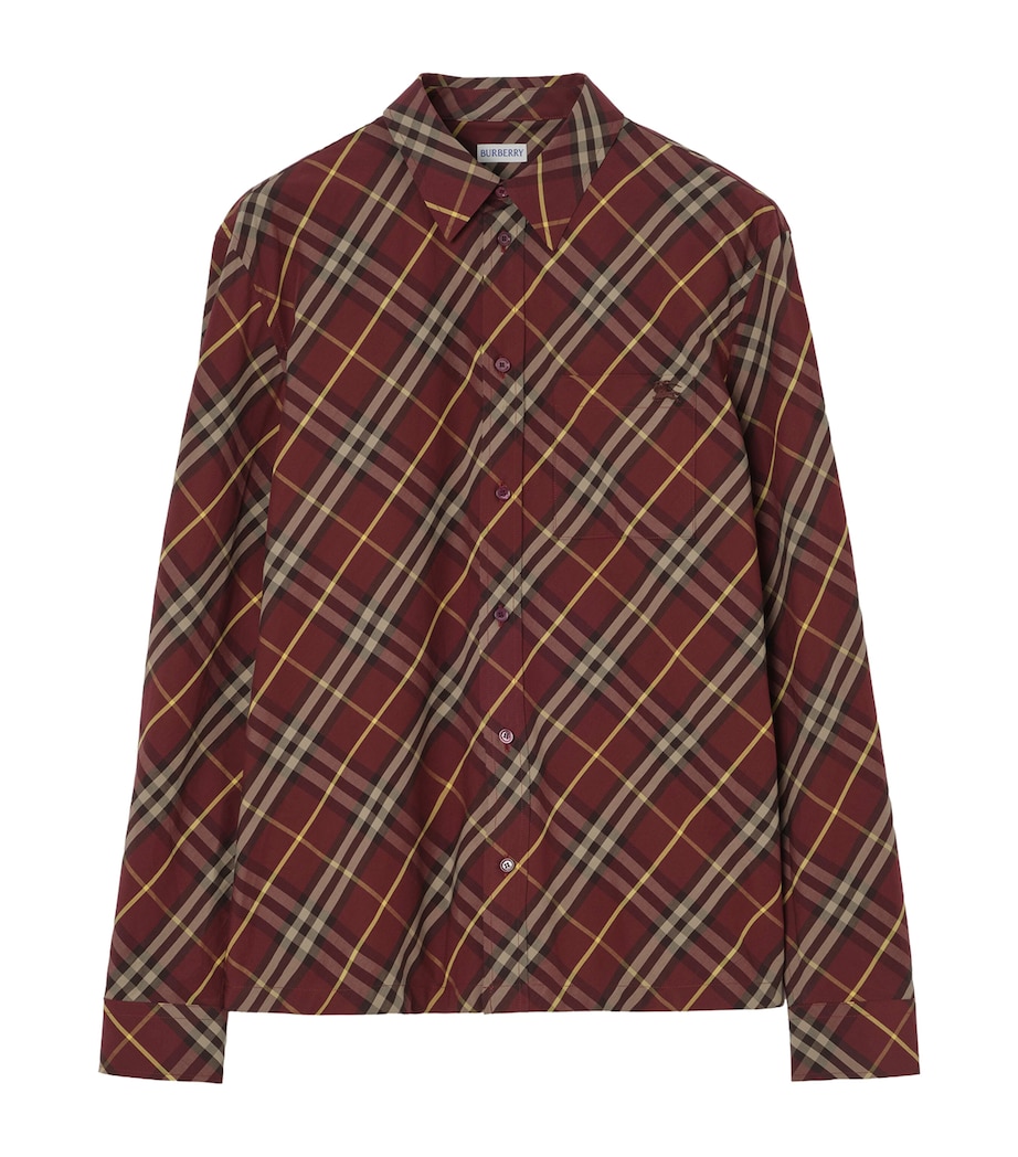 Burberry Mens Cotton Check Shirt Vineyard Red Ip Chk Image 1