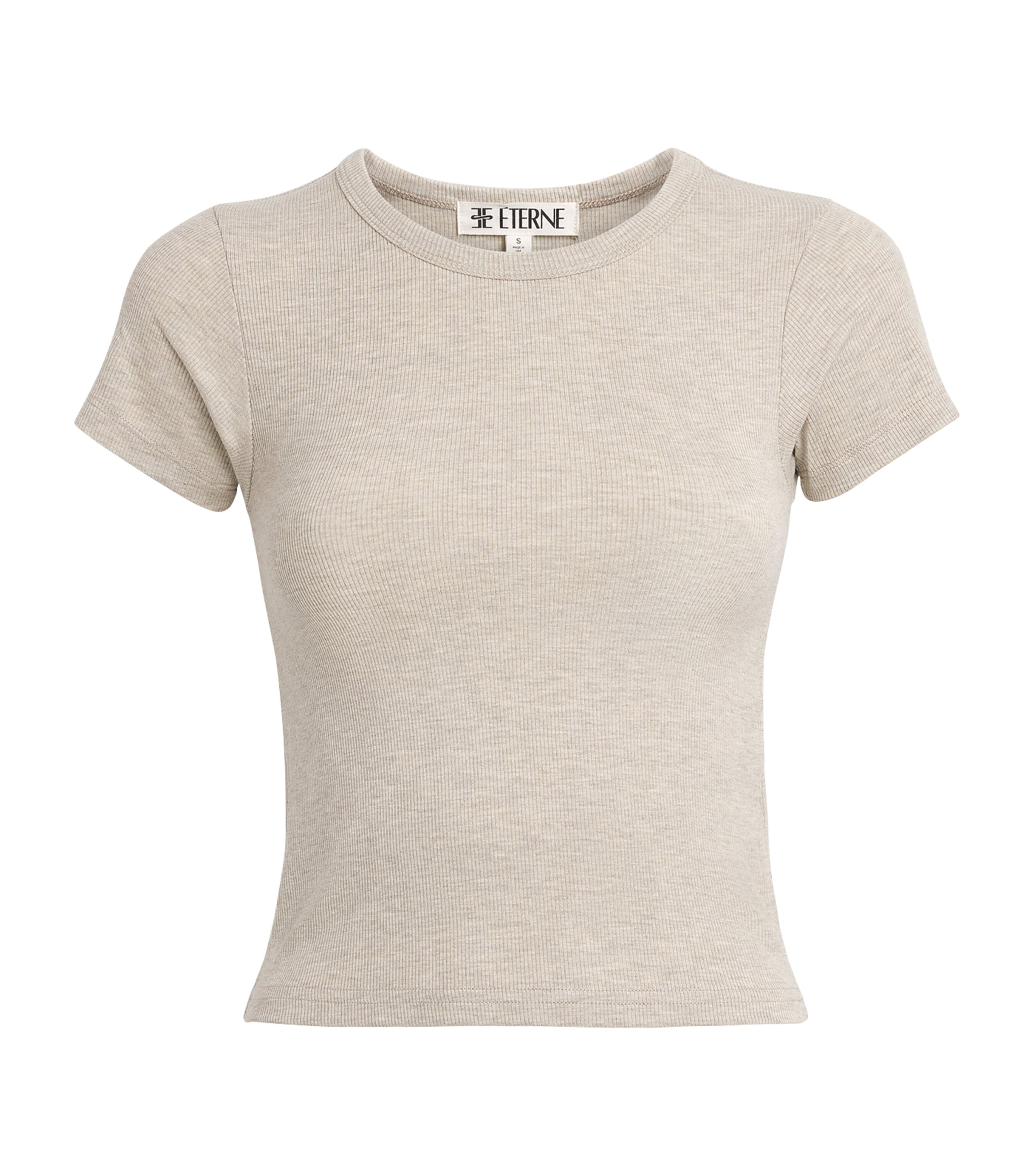 ÉTERNE Womens Ribbed Baby T-Shirt Hoat Heather Oatmeal Image 1