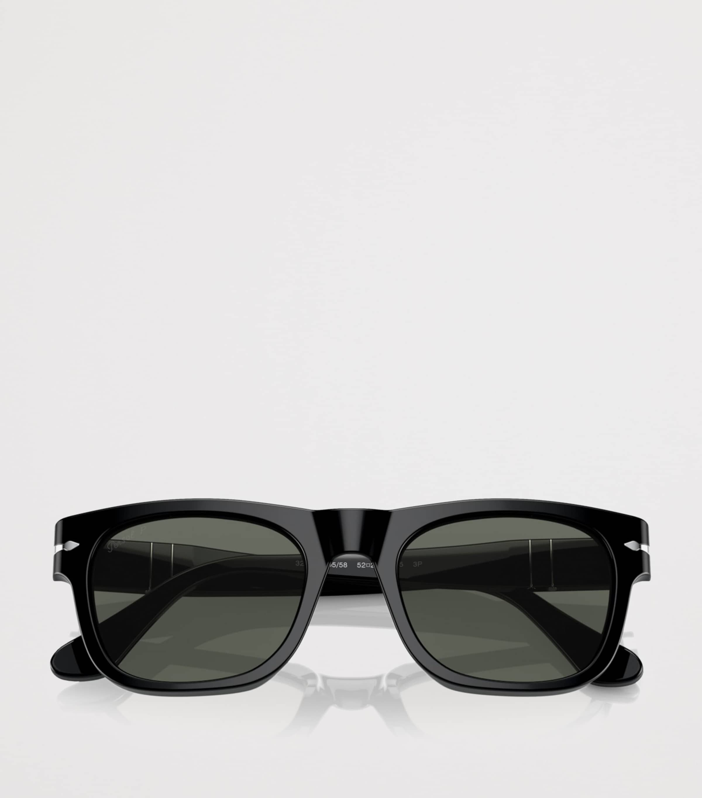 Persol Acetate Rectangle Sunglasses Black Image 5