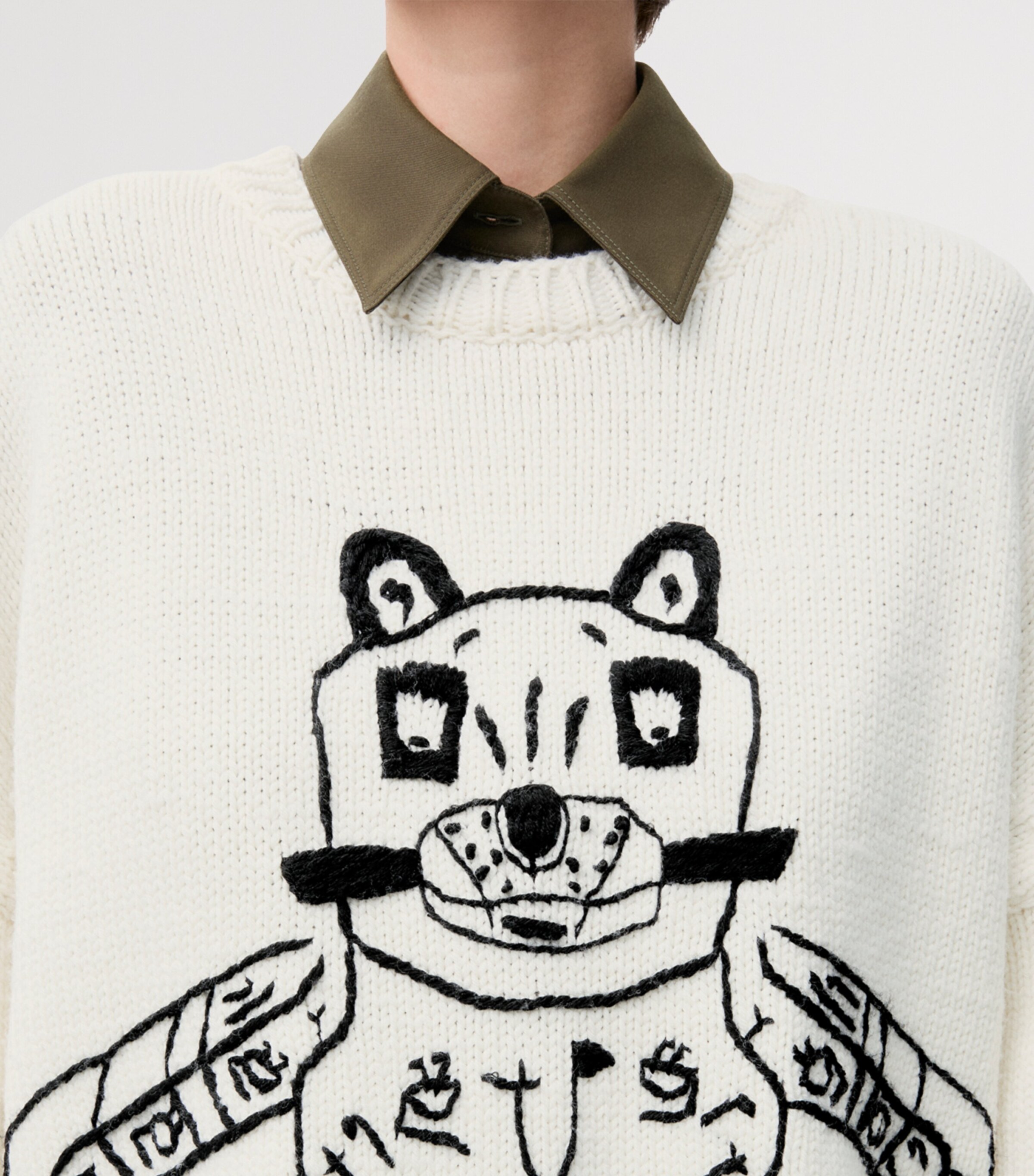 LOEWE Mens x Louis Wain Wool Lucky Cat Sweater White/black Image 8