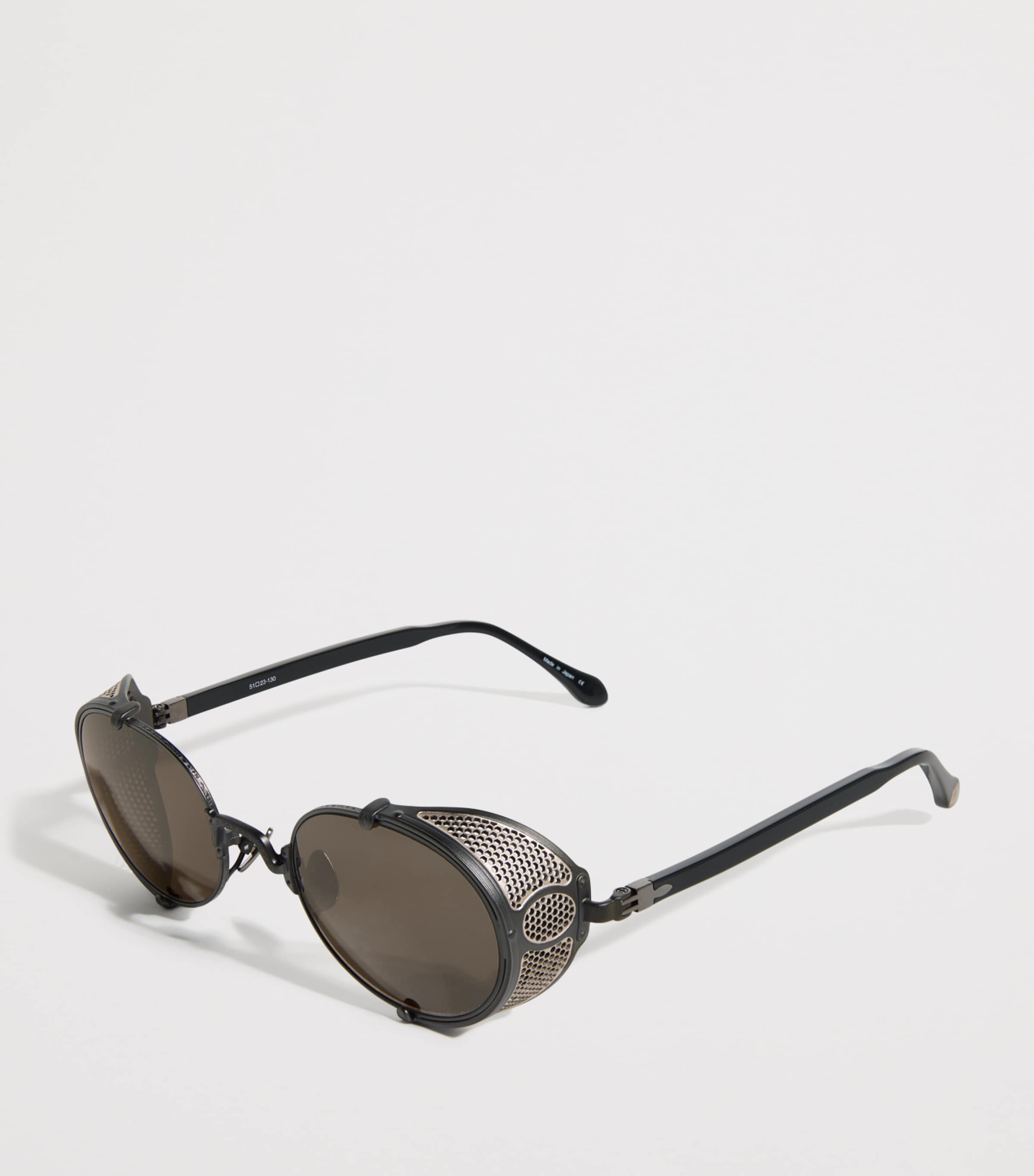 Matsuda 10610H  Round Sunglasses Mat Blk Slvr Mirror Image 2