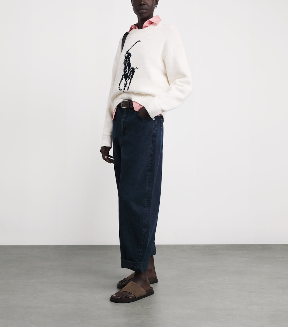 Jacquard Polo Pony Sweater WHITE Image 2