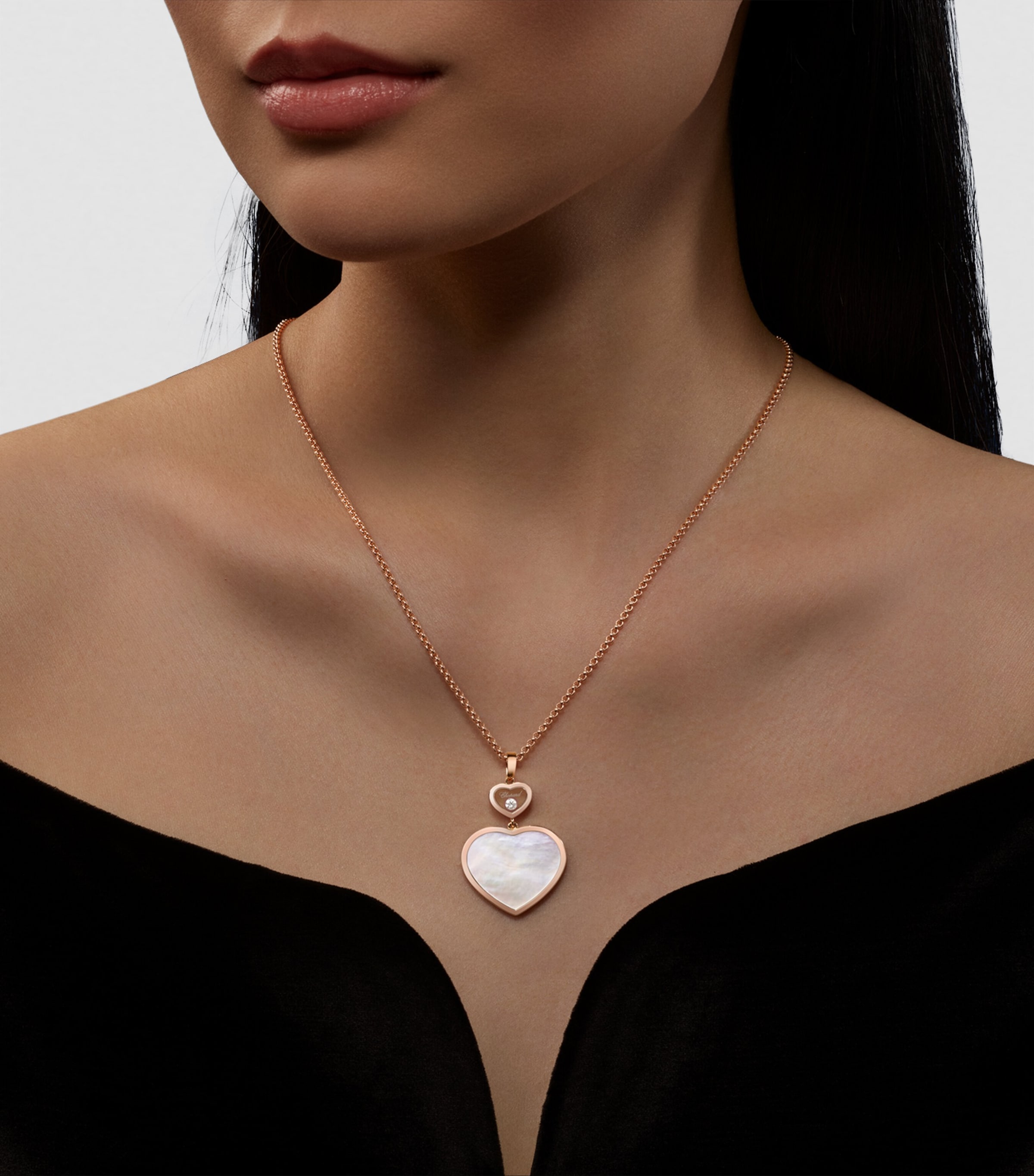 Rose Gold, Diamond and Mother-of-Pearl Happy Hearts Pendant Necklace 18K ROSE GOLD Image 6