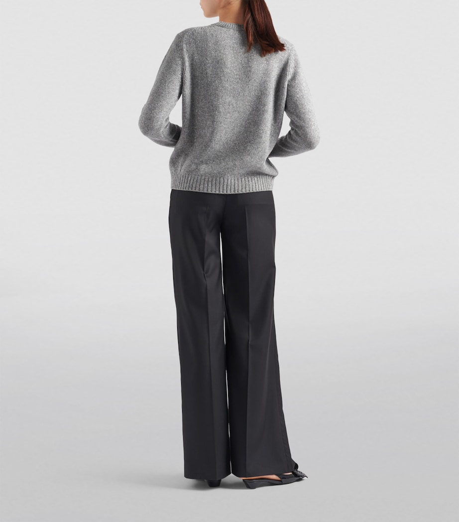 Wool-Cashmere Lamé Logo Sweater F0D1P Image 4