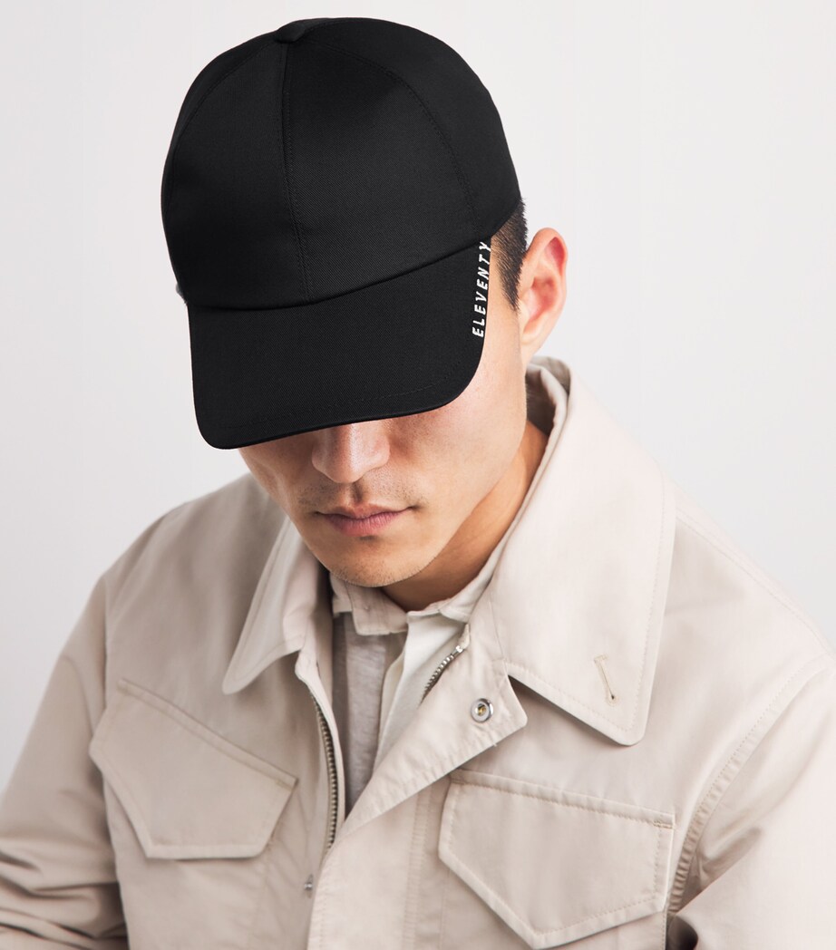 Eleventy Embroidered Logo Baseball Cap Nero Image 2