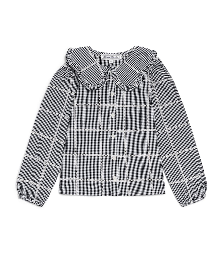 Tartine et Chocolat Cotton Check Broderie Anglaise Shirt (2-14 Years) Nacre Image 1