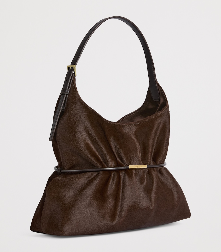 Balmain Medium Pony Hair Sphynx Shoulder Bag Marron Fonce Image 3