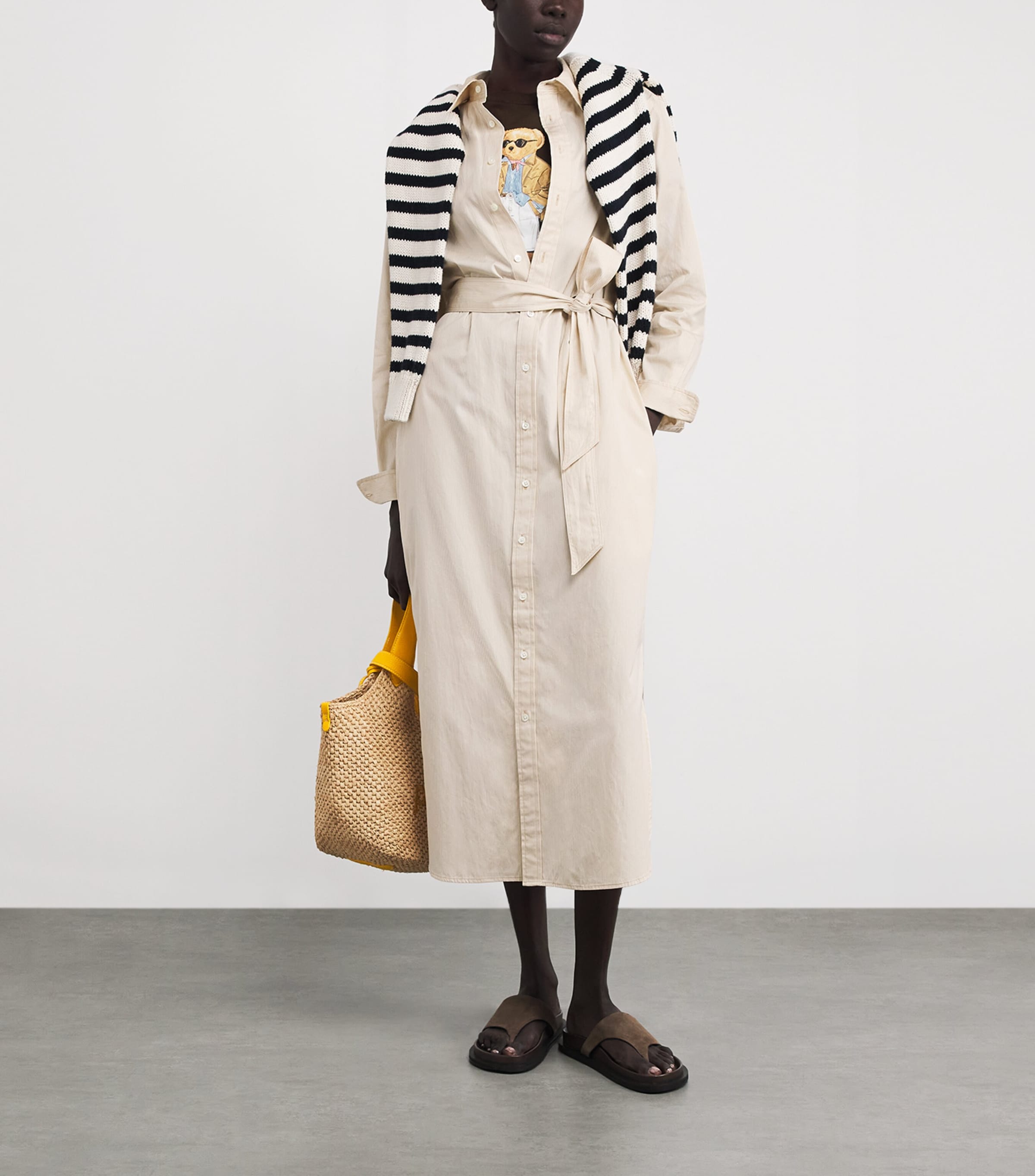 Polo Pony Midi Shirt Dress 2000D POLO TAN-WHITE Image 2