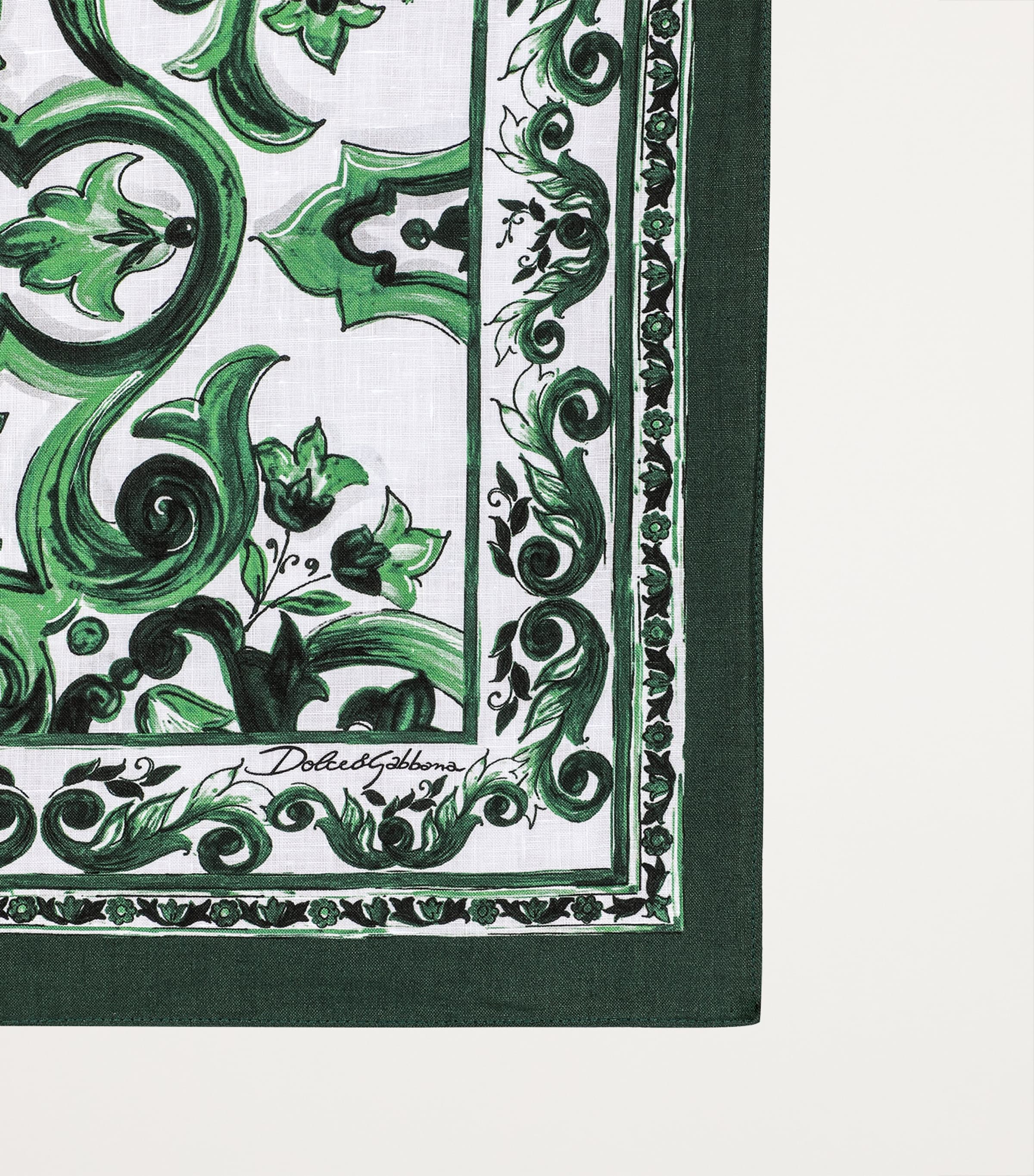 Linen Majolica Placemat and Napkin Set UV013-VERDE FD.BIANC Image 4