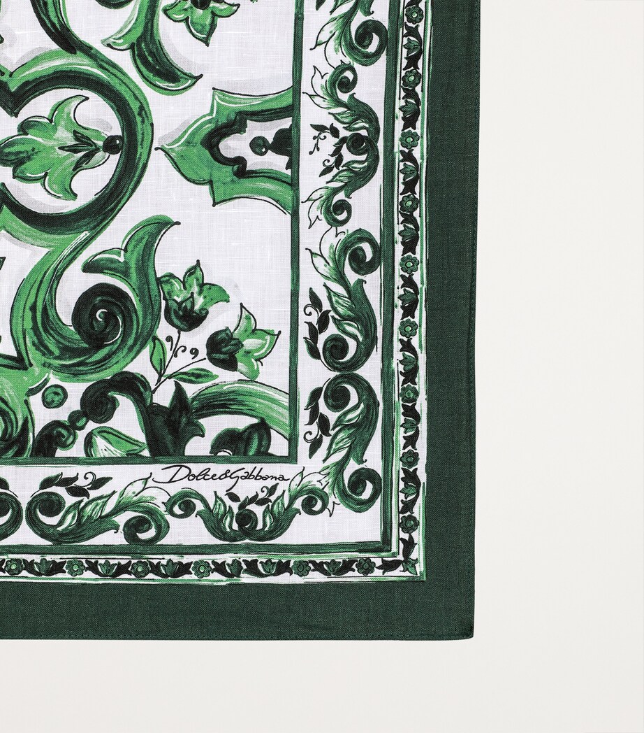 Linen Majolica Placemat and Napkin Set UV013-VERDE FD.BIANC Image 4