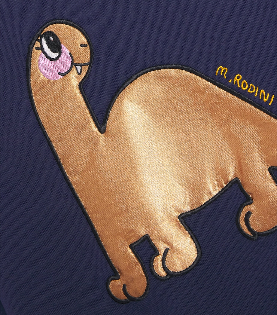 Mini Rodini Organic Cotton Dino-Appliqué Sweatshirt (3-11 Years) Blue Image 3