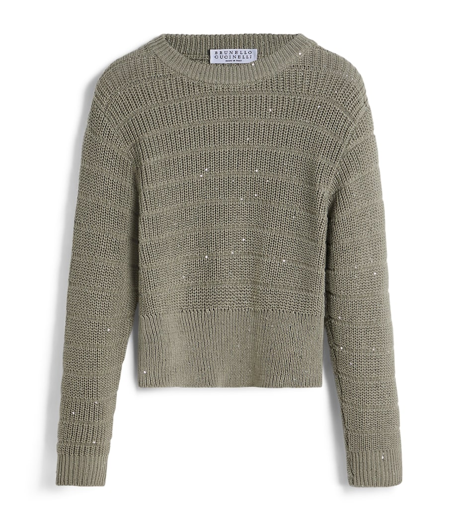 Brunello Cucinelli Kids Cotton Sequinned Sweater (8-10 Years) Image 1