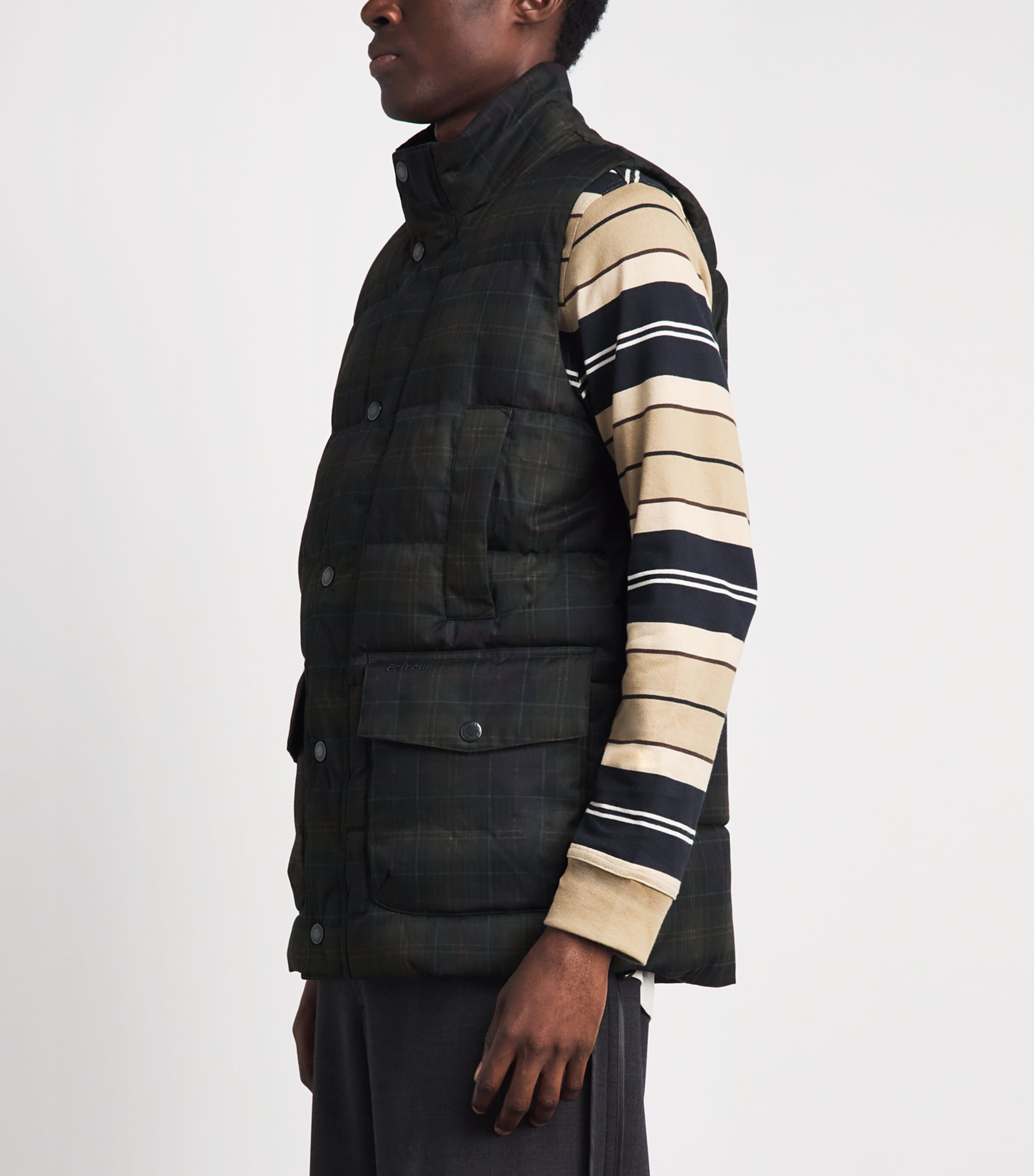 Barbour Mens Tartan Lonnen Gilet Shadow Classic Trtn Image 4